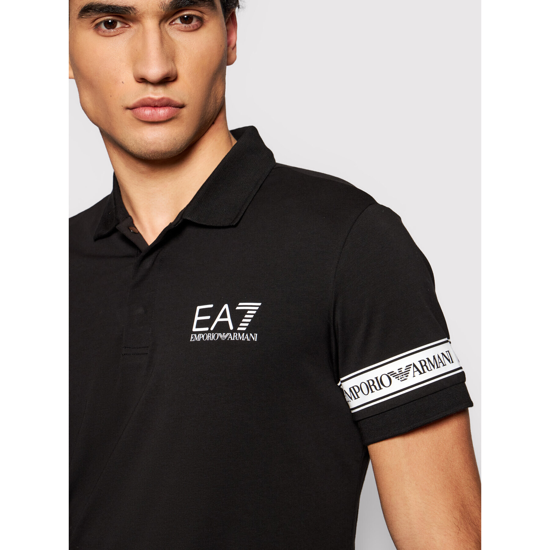 EA7 Emporio Armani Тениска с яка и копчета 3KPF04 PJ03Z 1200 Черен Regular Fit - Pepit.bg