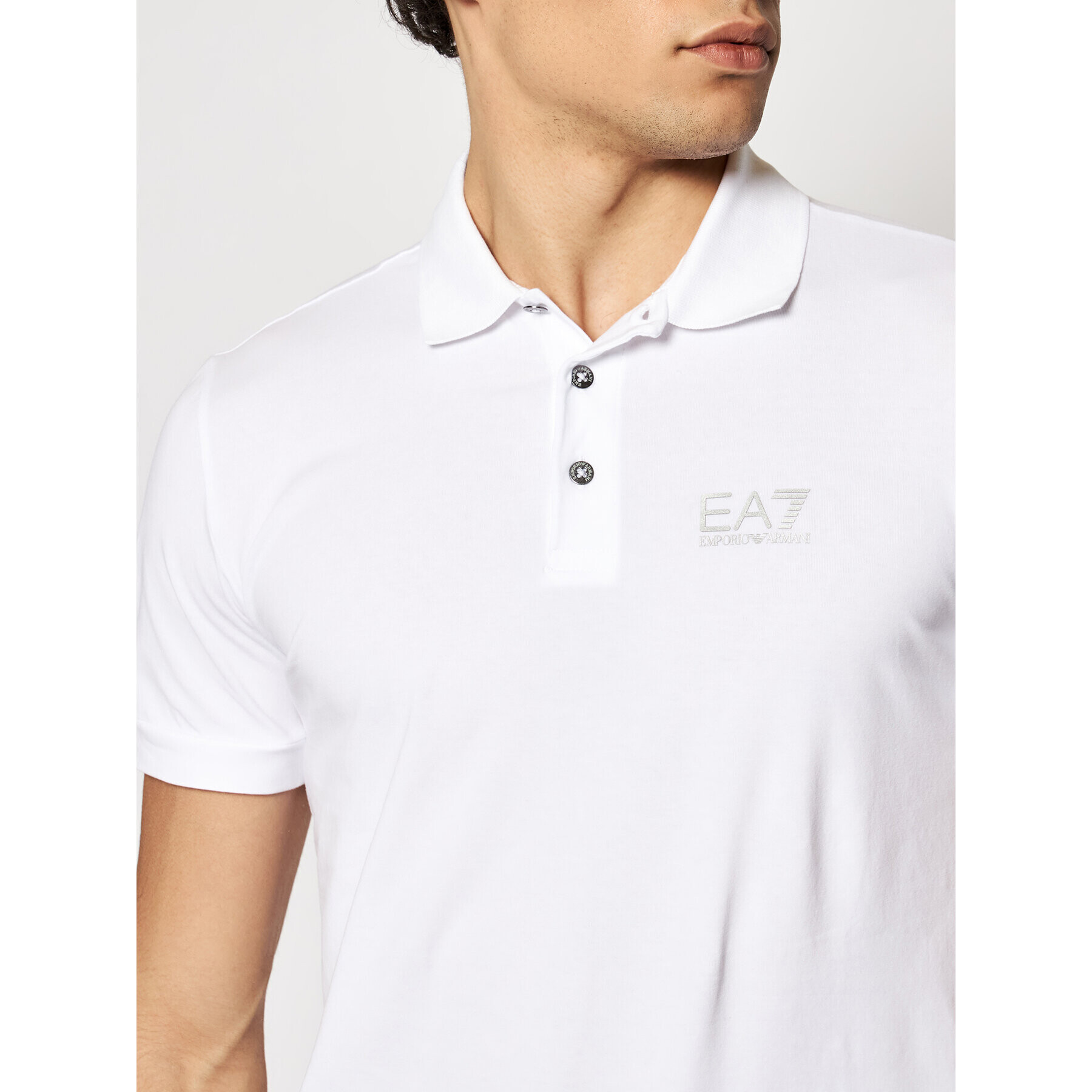 EA7 Emporio Armani Тениска с яка и копчета 8NPF04 PJM5Z 0100 Бял Regular Fit - Pepit.bg