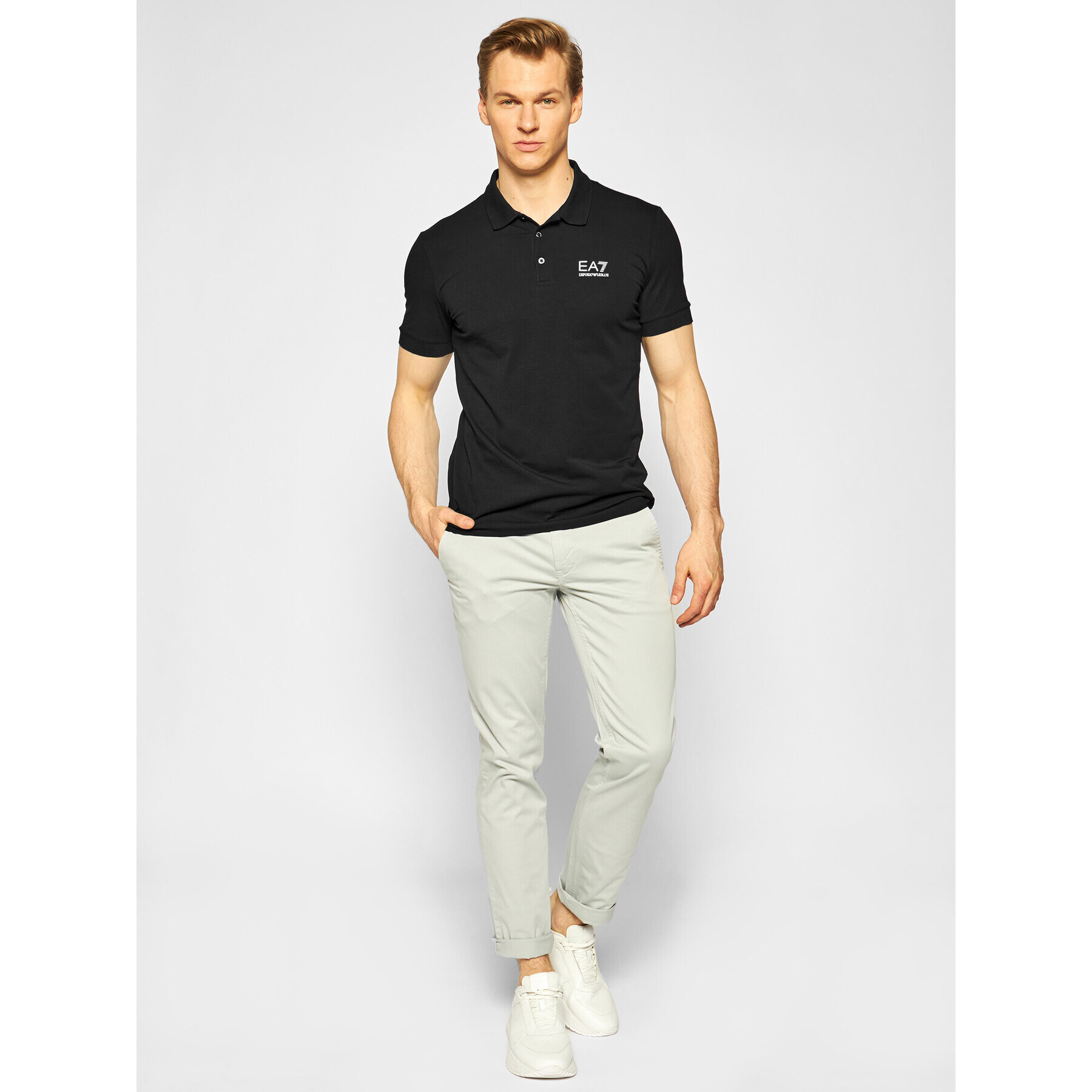 EA7 Emporio Armani Тениска с яка и копчета 8NPF04 PJM5Z 1200 Черен Regular Fit - Pepit.bg