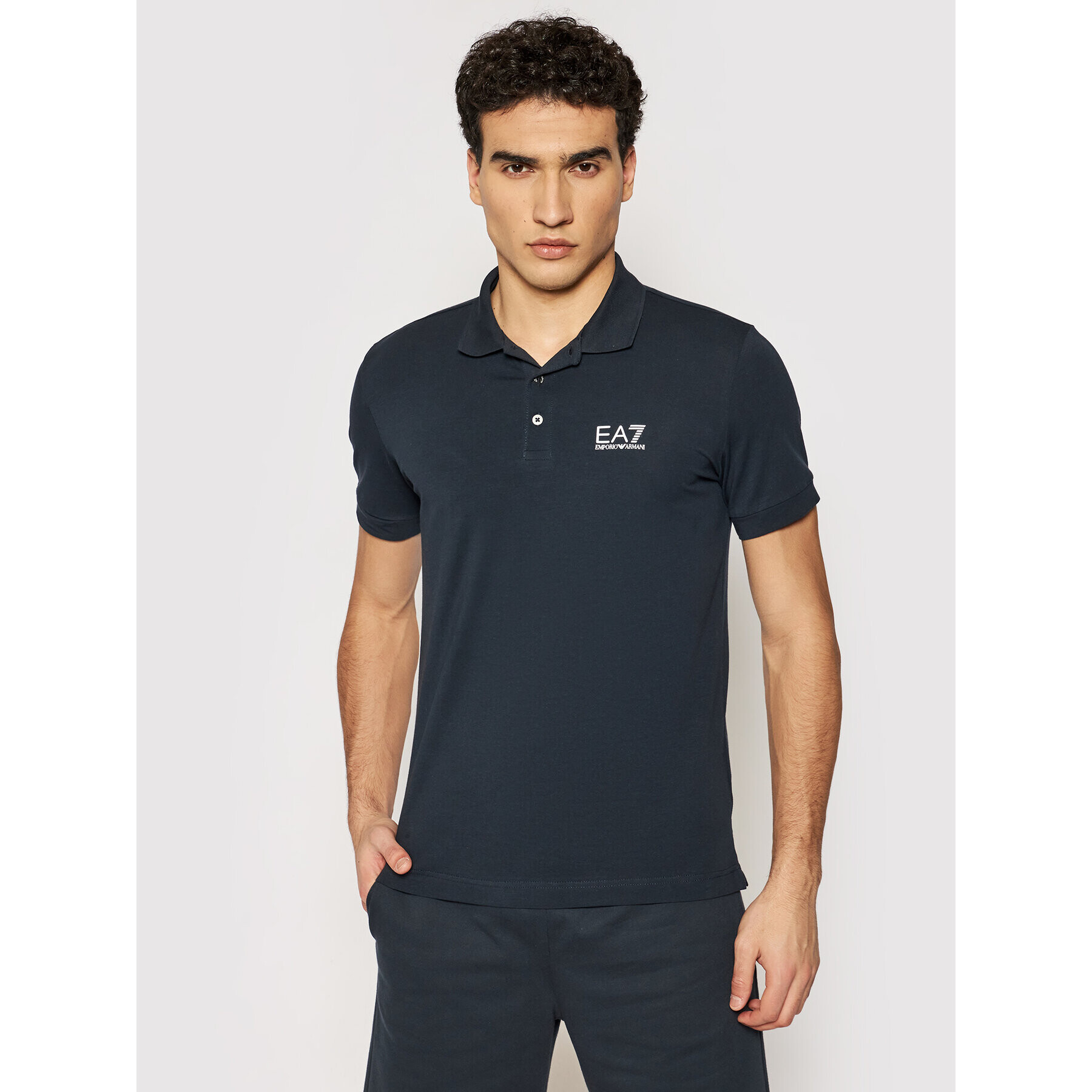 EA7 Emporio Armani Тениска с яка и копчета 8NPF04 PJM5Z 1578 Тъмносин Regular Fit - Pepit.bg