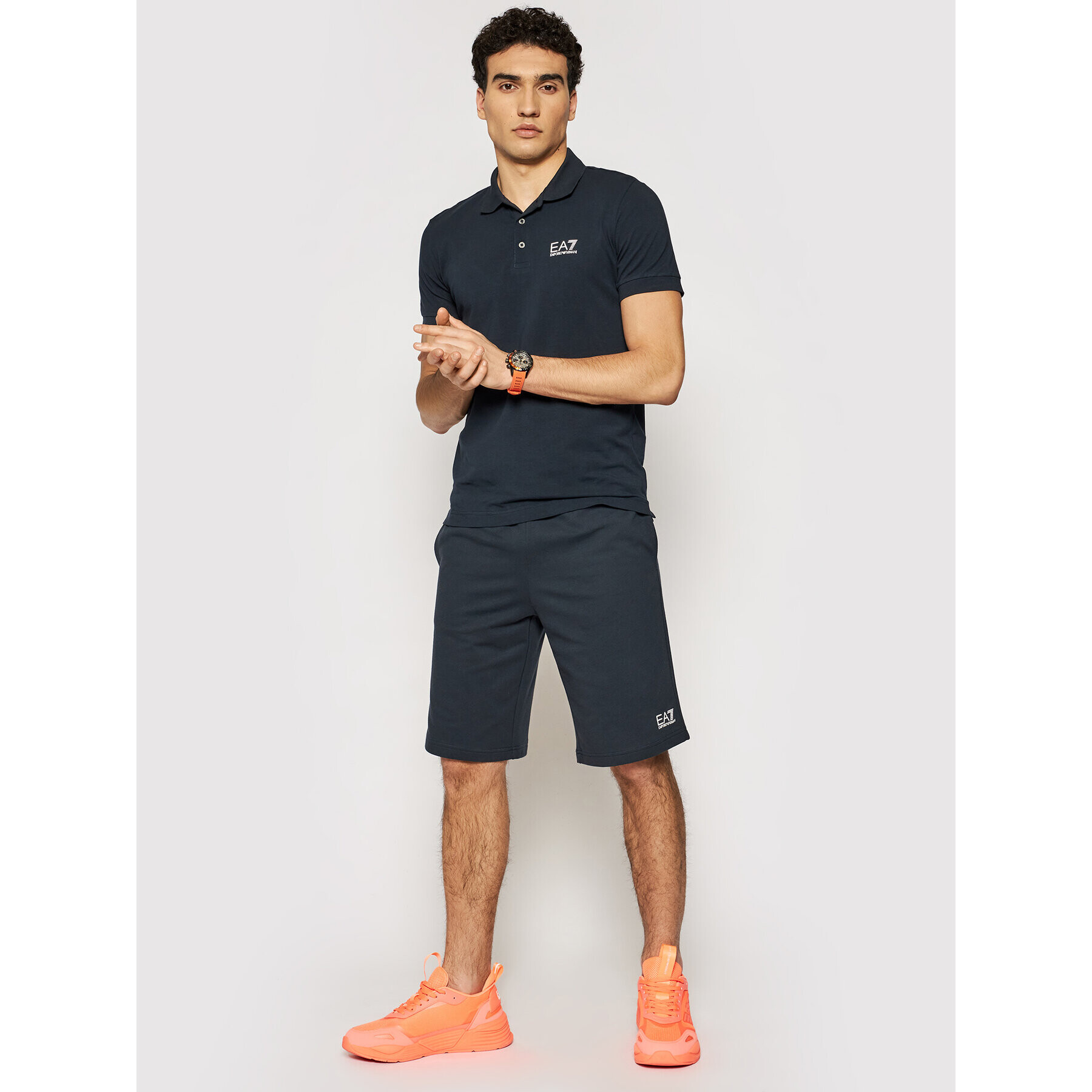 EA7 Emporio Armani Тениска с яка и копчета 8NPF04 PJM5Z 1578 Тъмносин Regular Fit - Pepit.bg