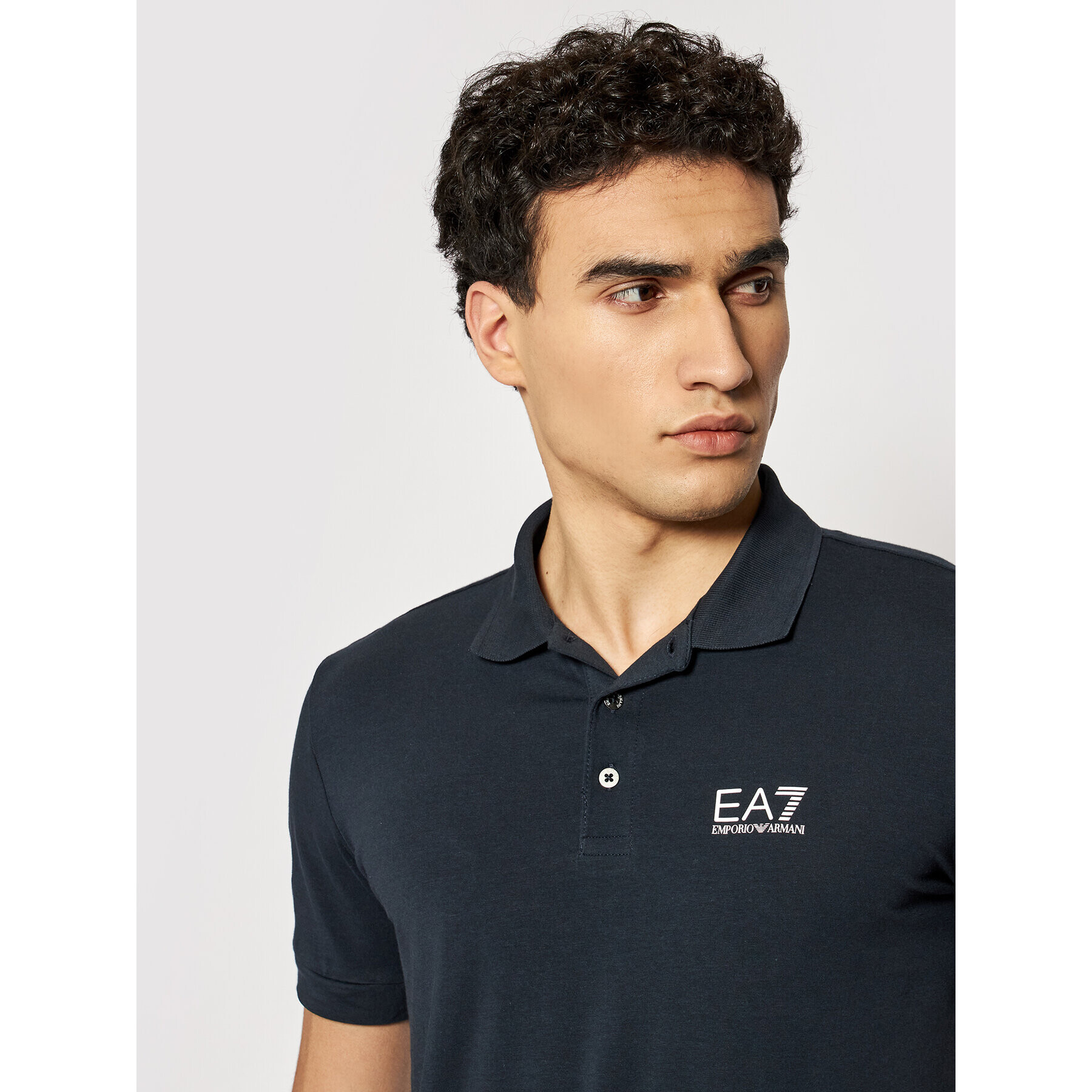 EA7 Emporio Armani Тениска с яка и копчета 8NPF04 PJM5Z 1578 Тъмносин Regular Fit - Pepit.bg