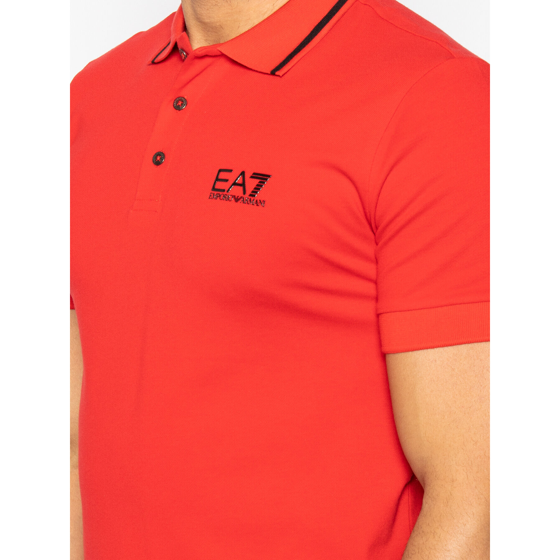 EA7 Emporio Armani Тениска с яка и копчета 8NPF06 PJ04Z 1451 Червен Regular Fit - Pepit.bg