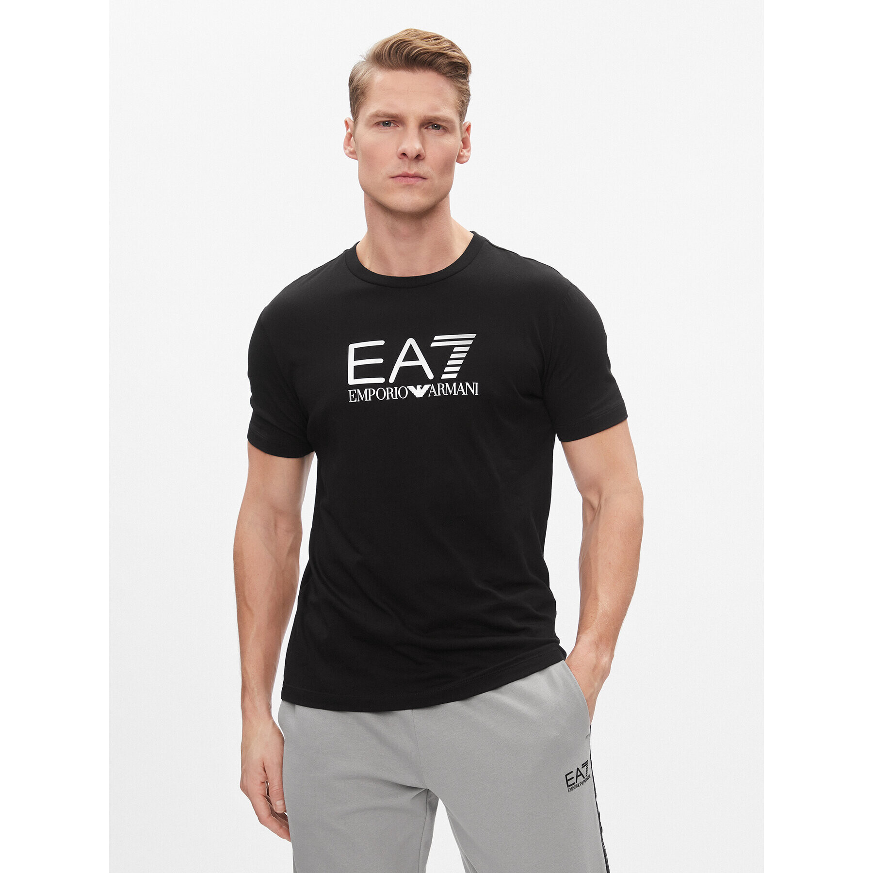 EA7 Emporio Armani Тишърт 3DPT71 PJM9Z 1200 Черен Regular Fit - Pepit.bg