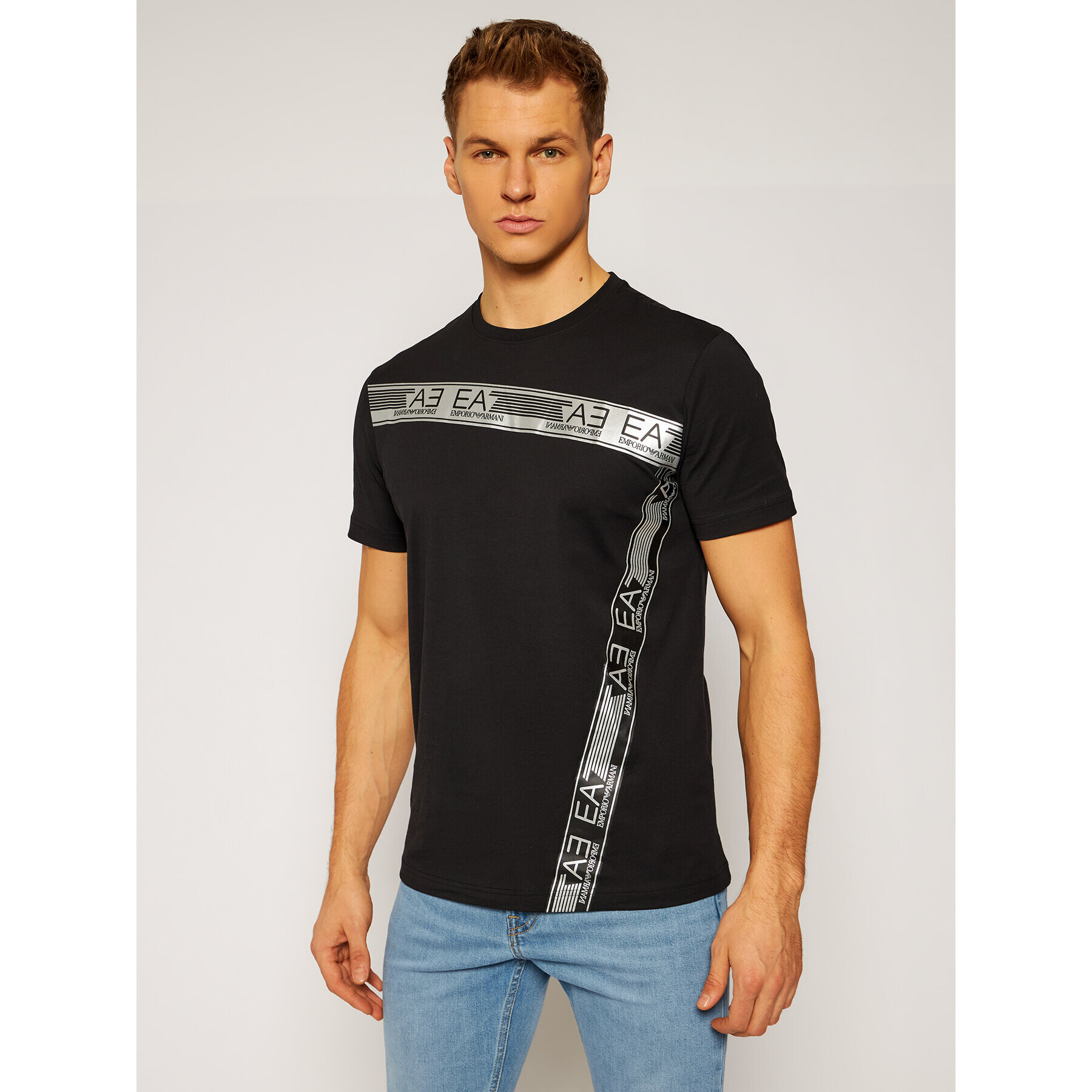 EA7 Emporio Armani Тишърт 6HPT10 PJ02Z 1200 Черен Slim Fit - Pepit.bg