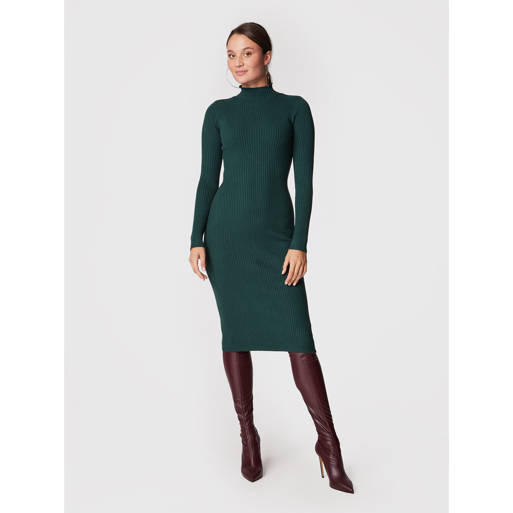 Edited Плетена рокля Hada EDT2234011000002 Зелен Slim Fit - Pepit.bg