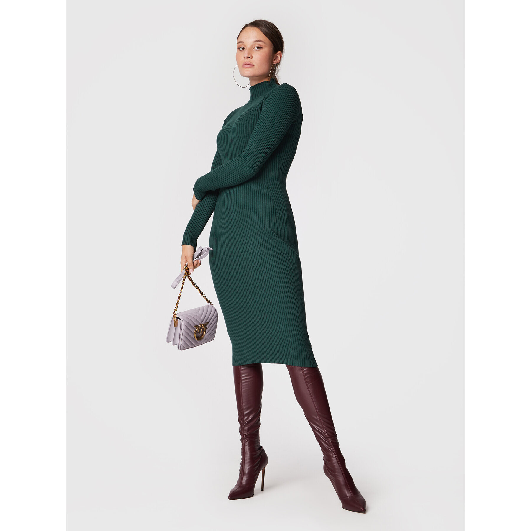 Edited Плетена рокля Hada EDT2234011000002 Зелен Slim Fit - Pepit.bg