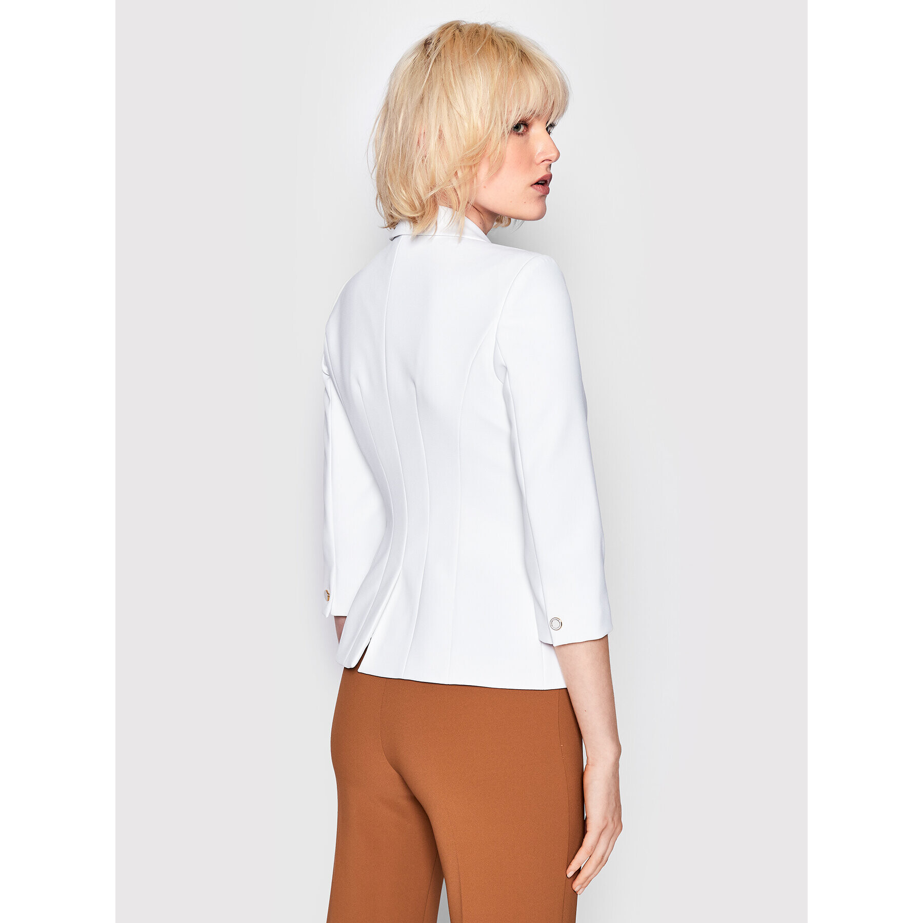 Elisabetta Franchi Блейзър GI-030-26E2-V500 Бял Slim Fit - Pepit.bg