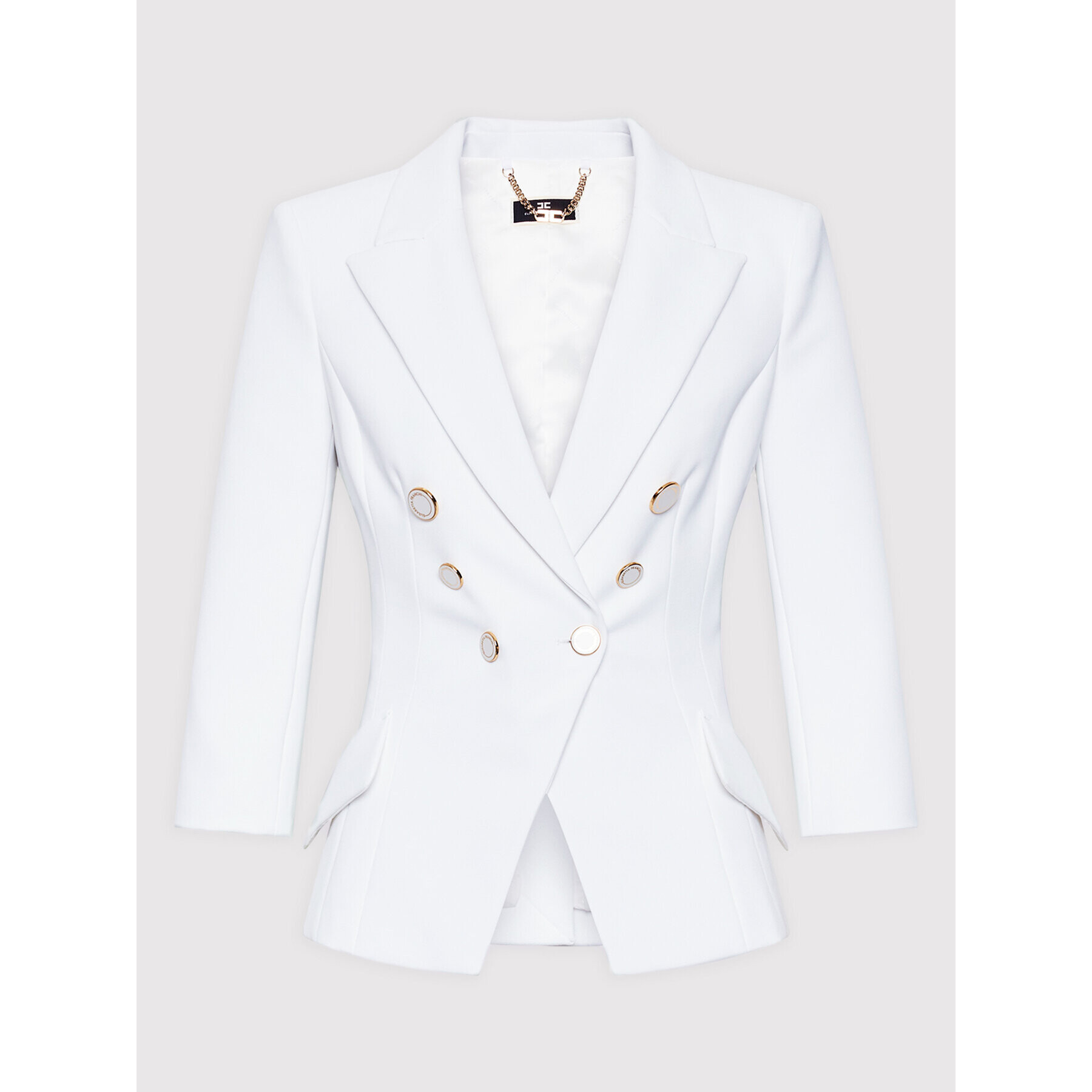 Elisabetta Franchi Блейзър GI-030-26E2-V500 Бял Slim Fit - Pepit.bg