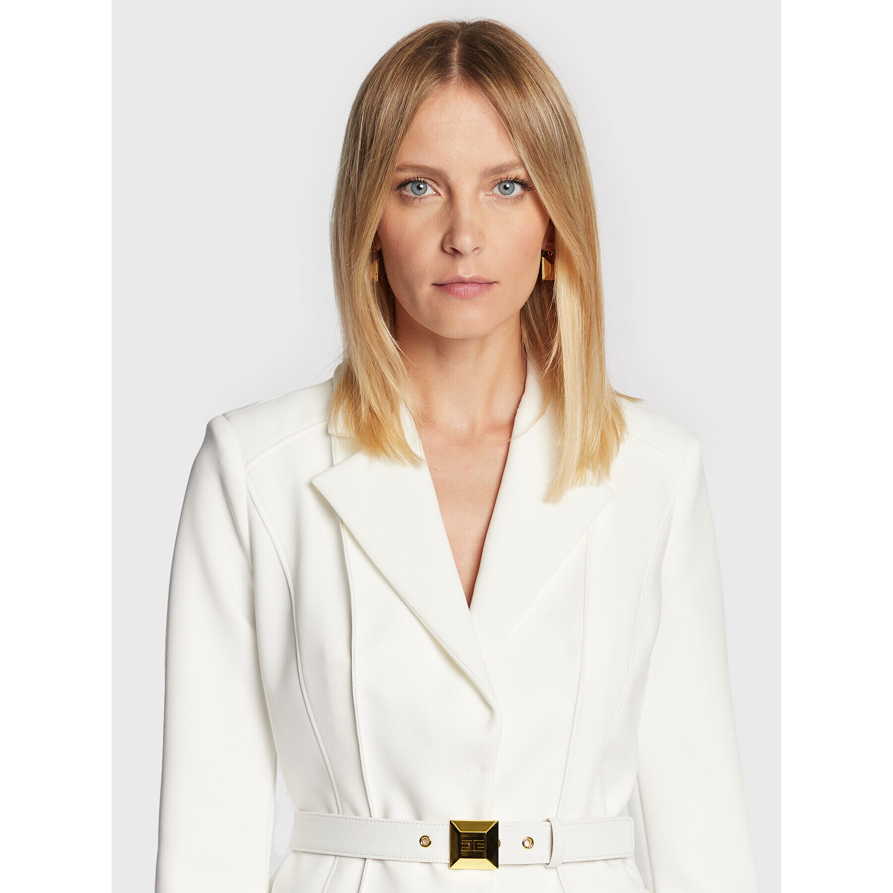 Elisabetta Franchi Сако GI-032-26E2-V600 Бял Regular Fit - Pepit.bg