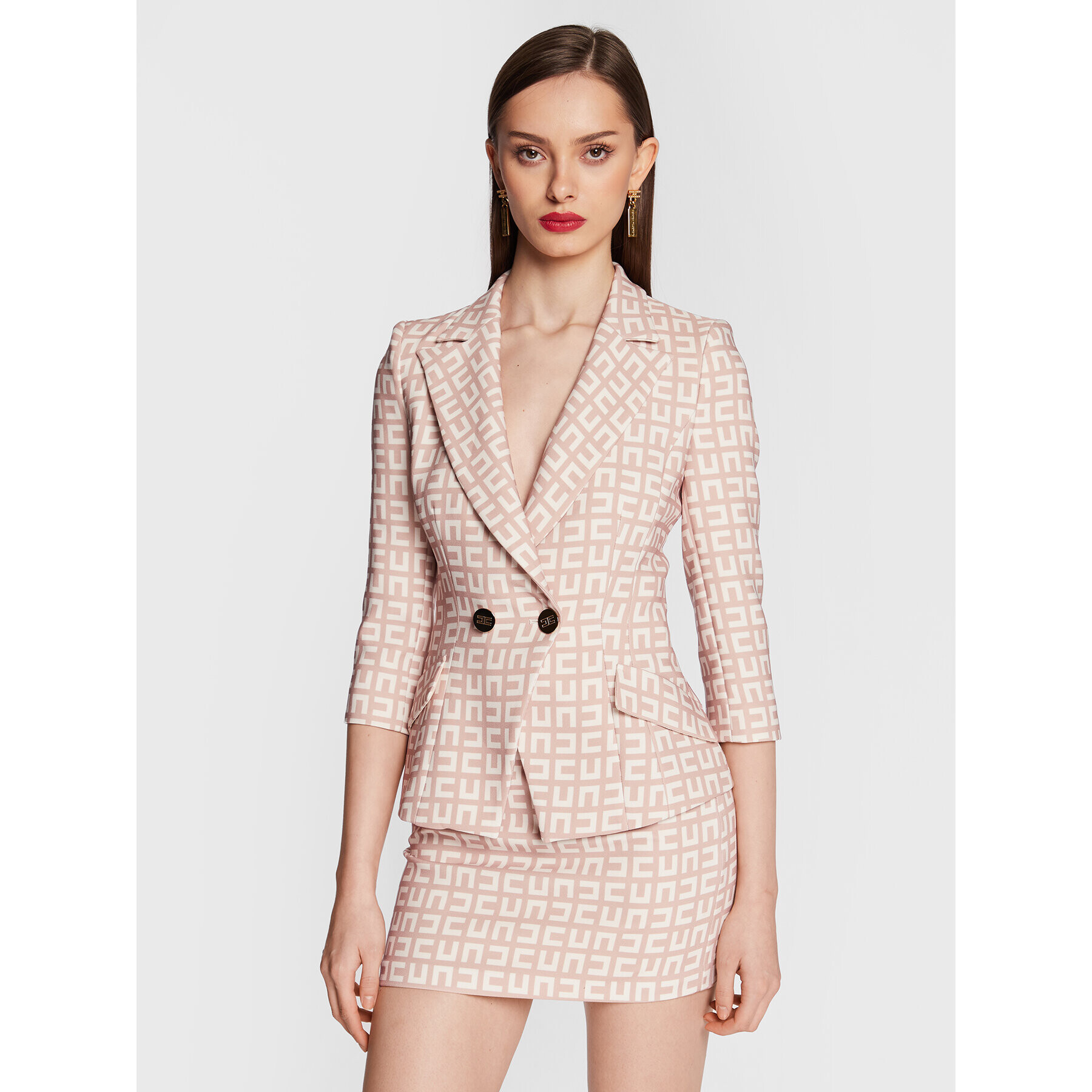 Elisabetta Franchi Блейзър GI-040-31E2-V560 Бежов Slim Fit - Pepit.bg