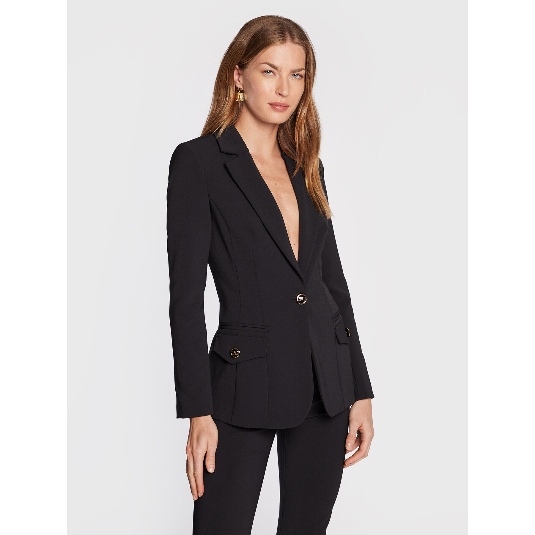 Elisabetta Franchi Блейзър GI-043-26E2-V450 Черен Slim Fit - Pepit.bg