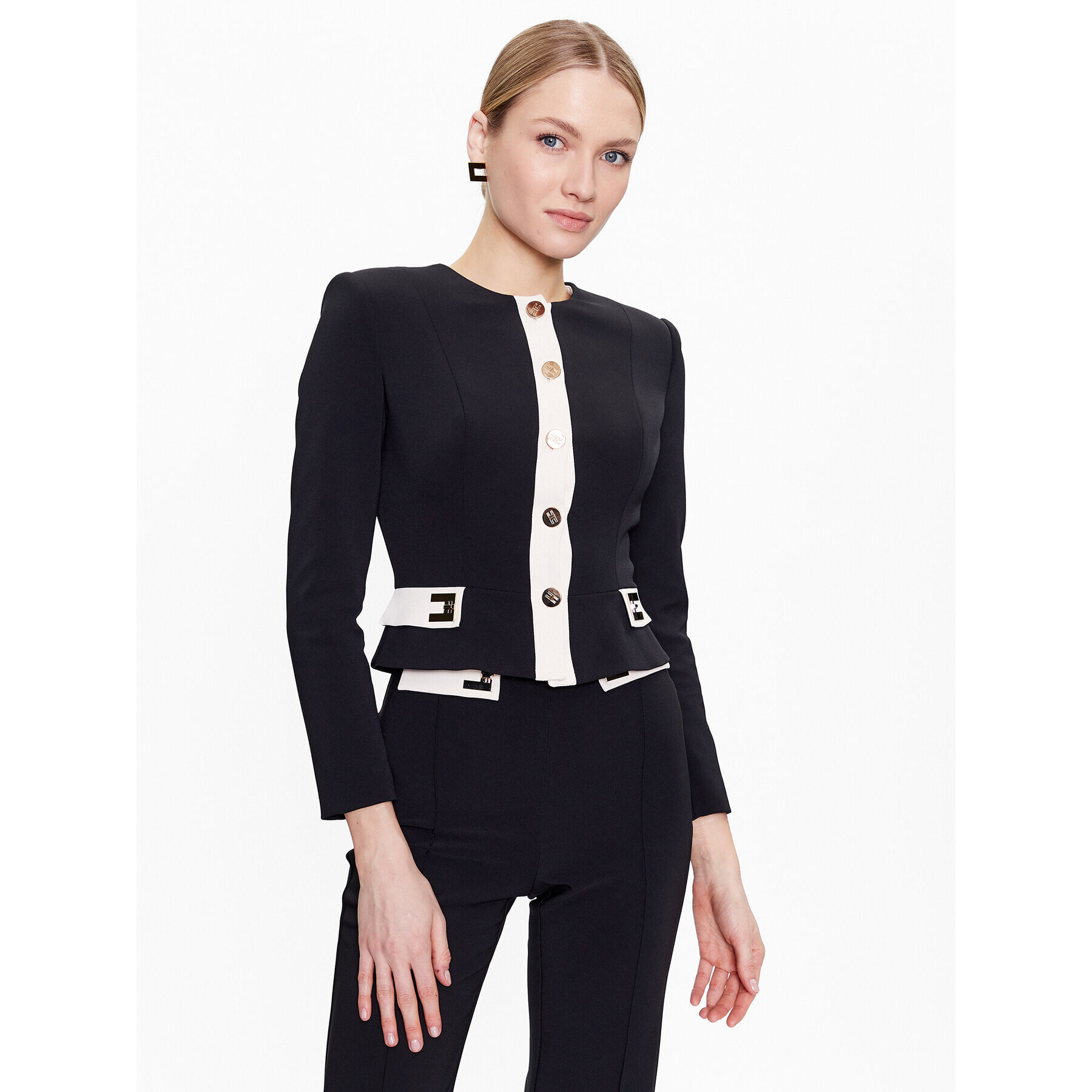 Elisabetta Franchi Сако GI-043-31E2-V500 Черен Regular Fit - Pepit.bg