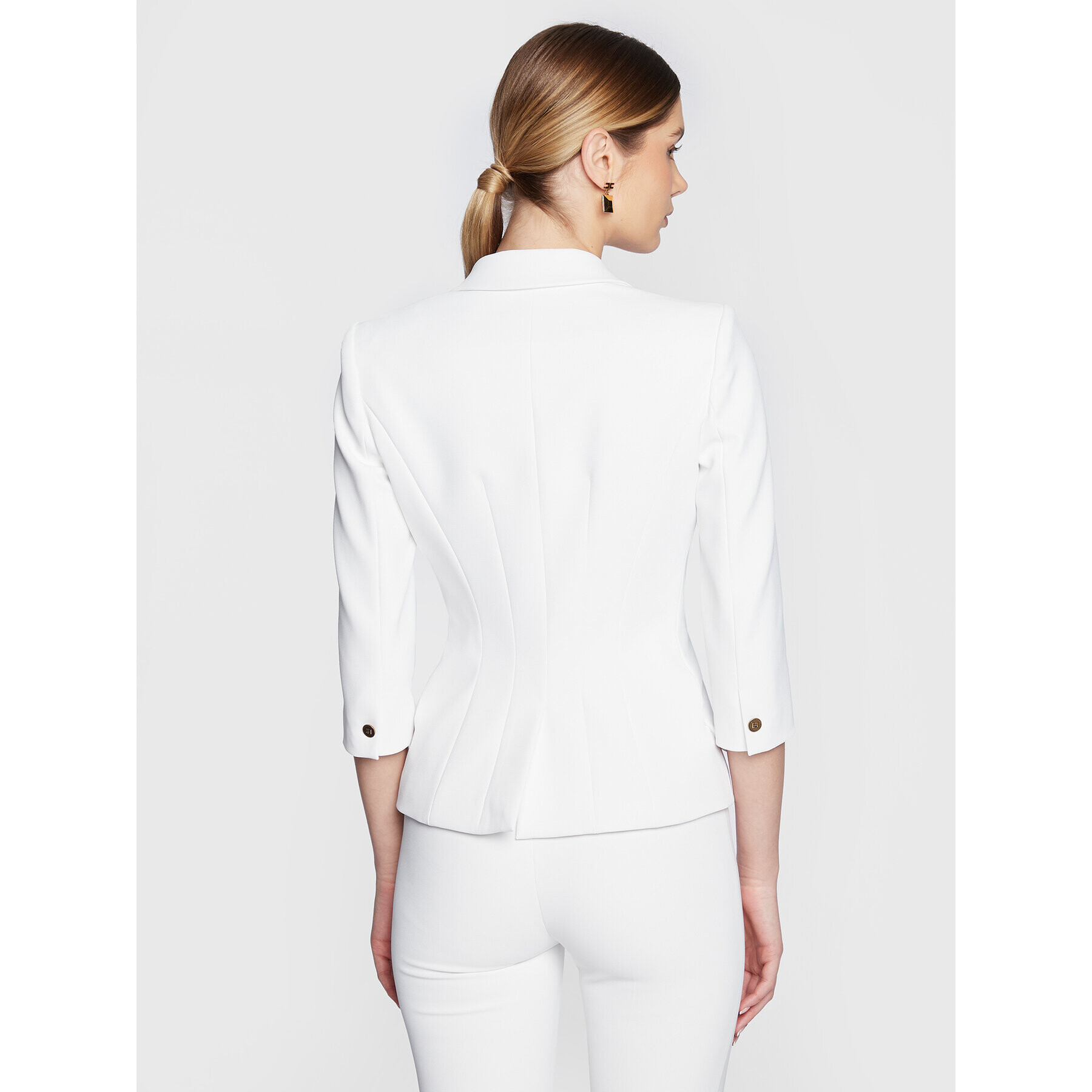 Elisabetta Franchi Сако GI-045-31E2-V560 Бял Slim Fit - Pepit.bg