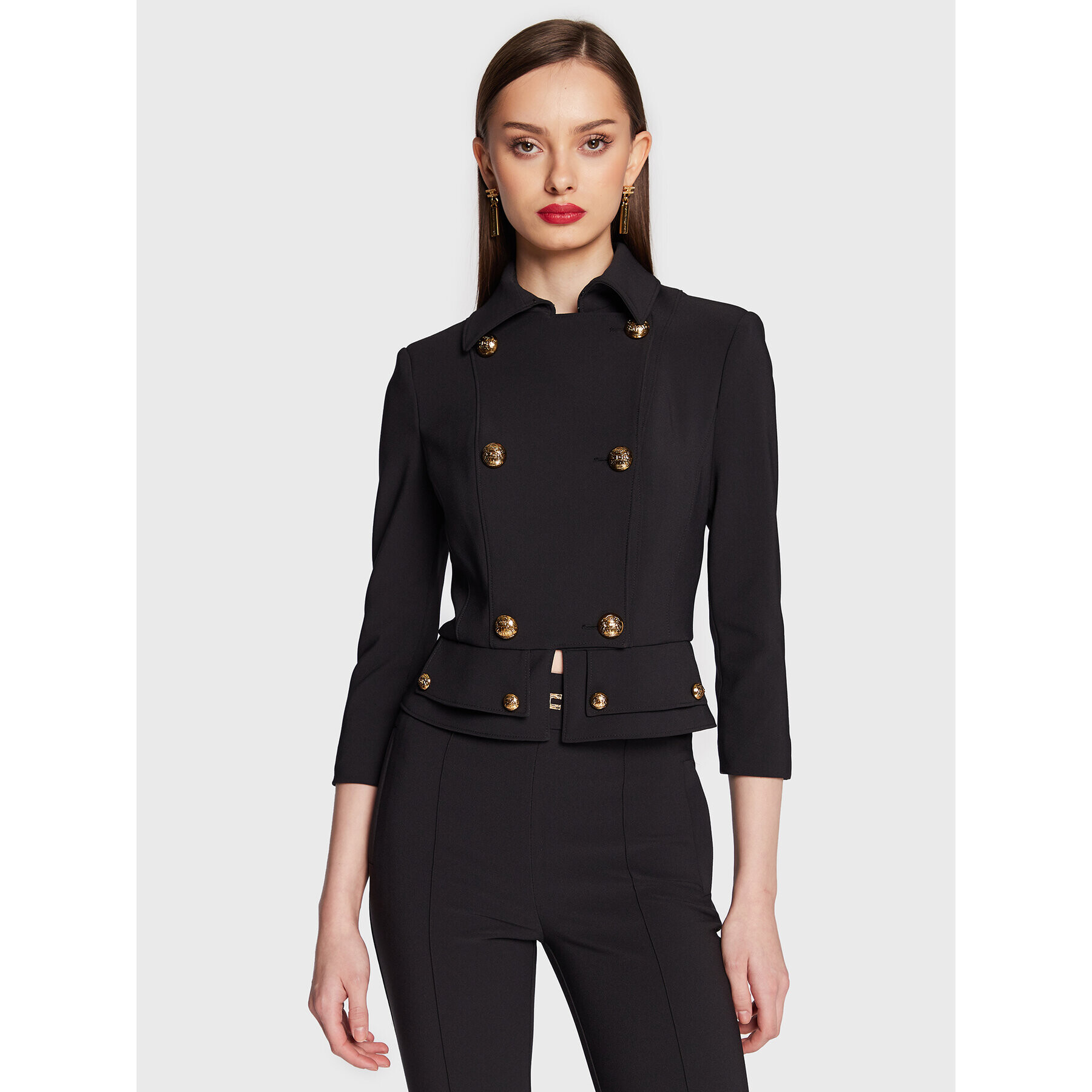 Elisabetta Franchi Блейзър GI-048-31E2-V550 Черен Slim Fit - Pepit.bg