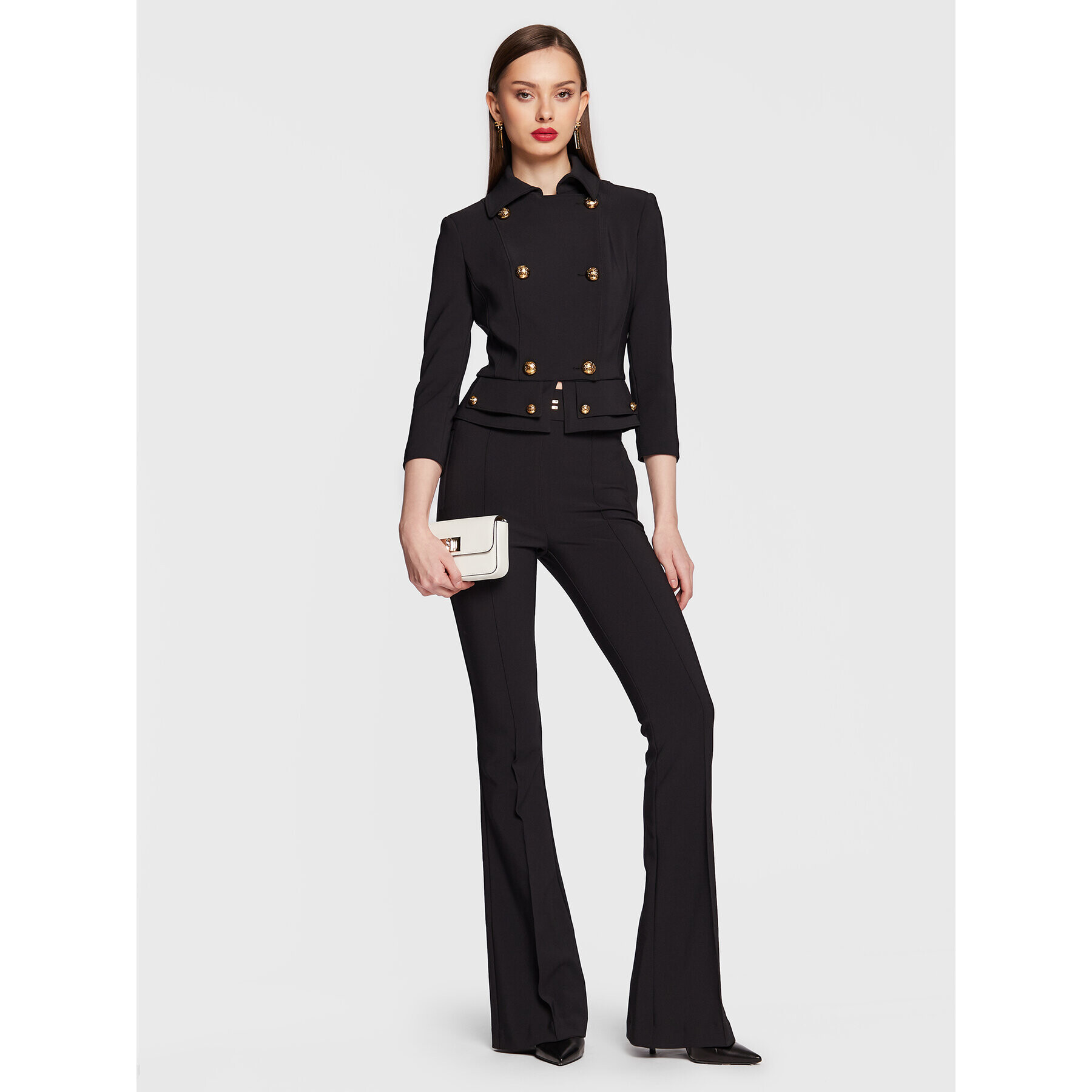 Elisabetta Franchi Блейзър GI-048-31E2-V550 Черен Slim Fit - Pepit.bg