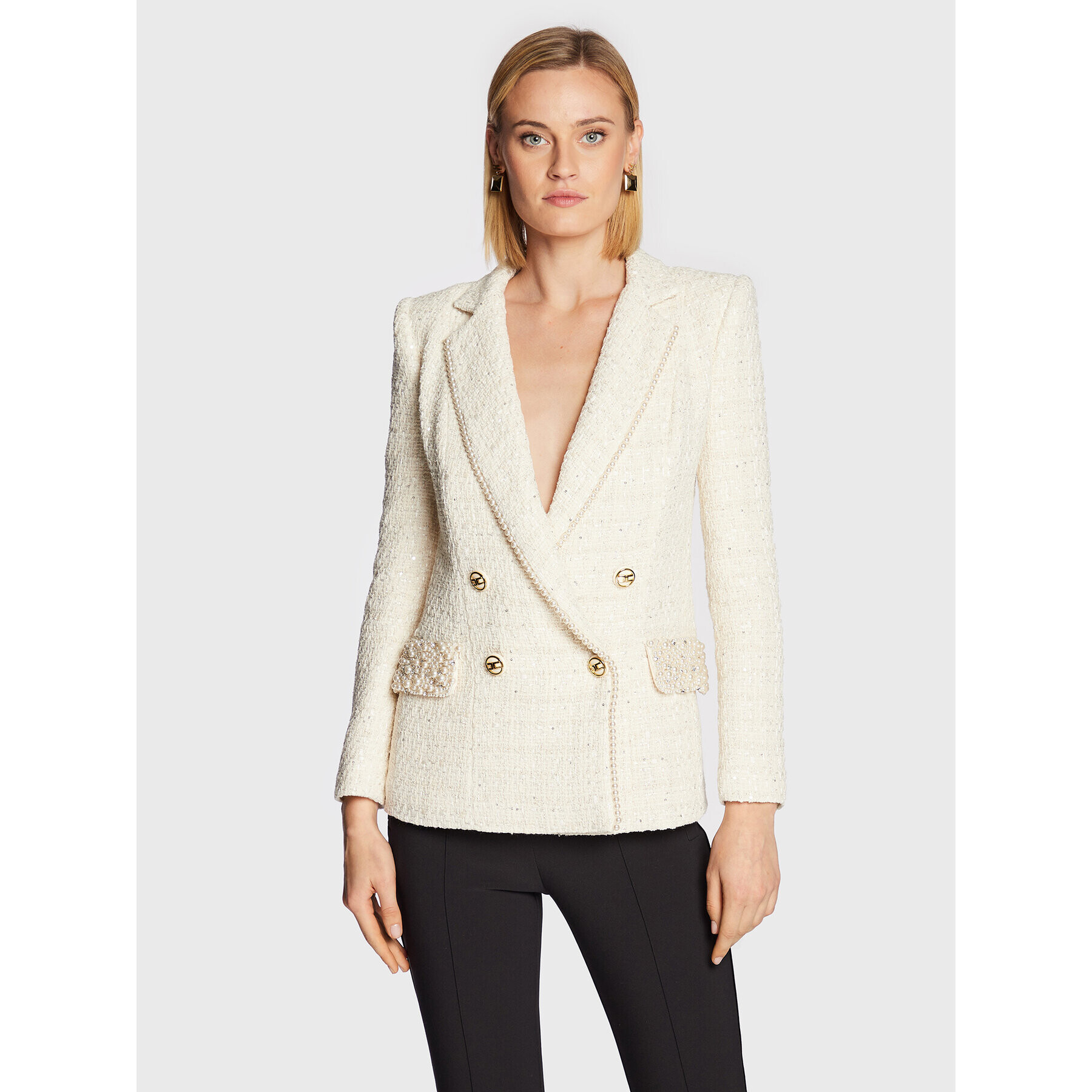 Elisabetta Franchi Сако GI-062-27E2-V800 Бежов Regular Fit - Pepit.bg