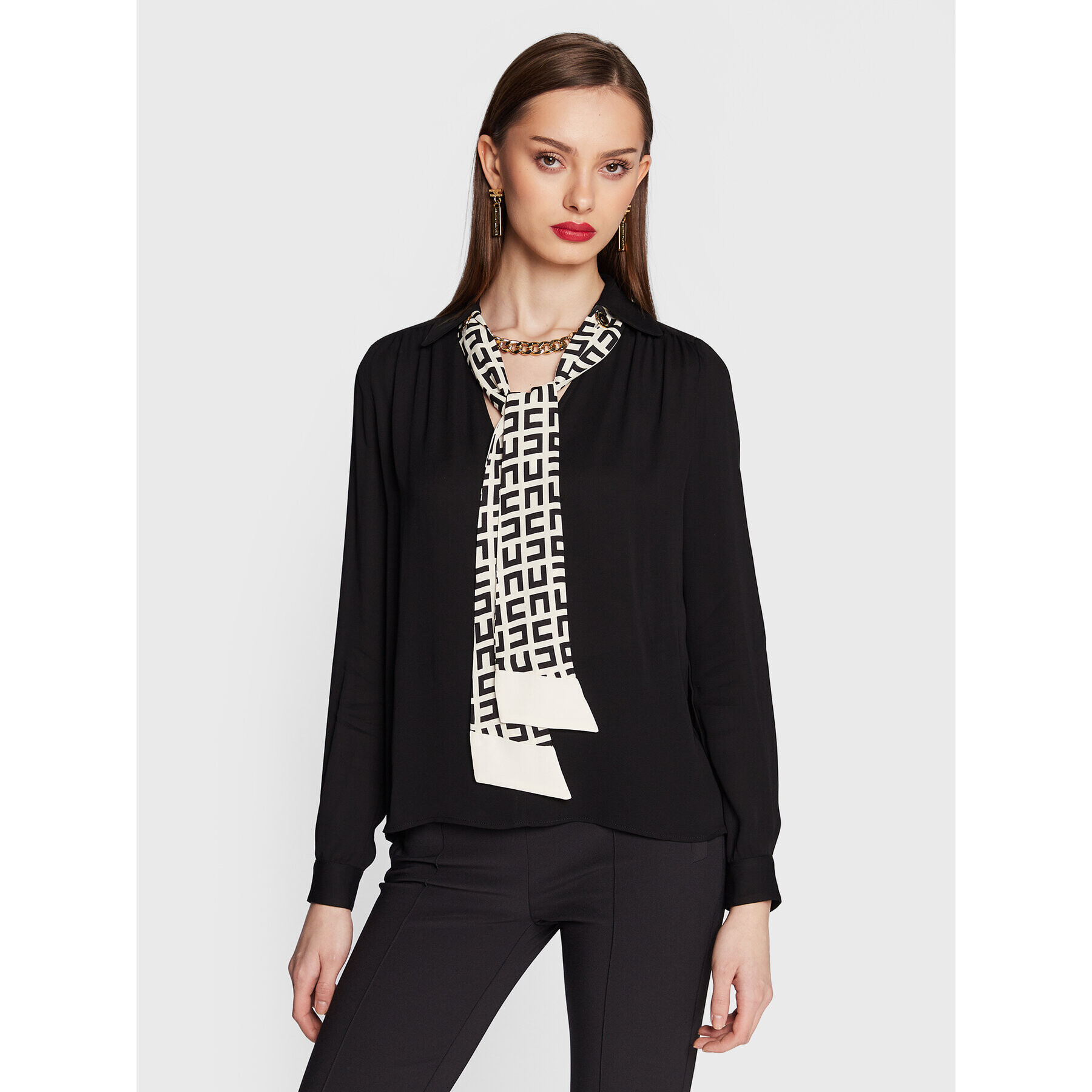 Elisabetta Franchi Блуза CA-002-31E2-V350 Черен Straight Fit - Pepit.bg