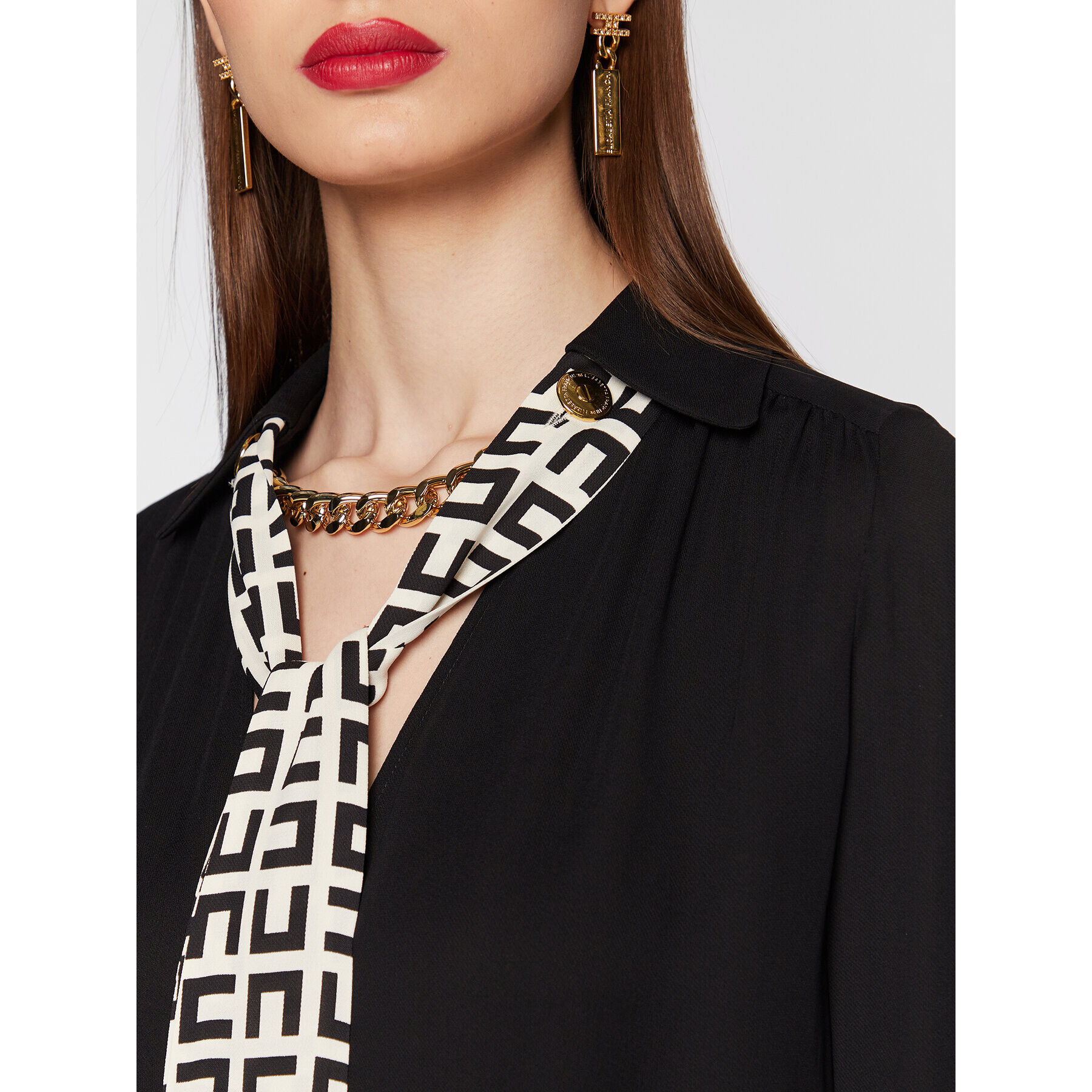 Elisabetta Franchi Блуза CA-002-31E2-V350 Черен Straight Fit - Pepit.bg