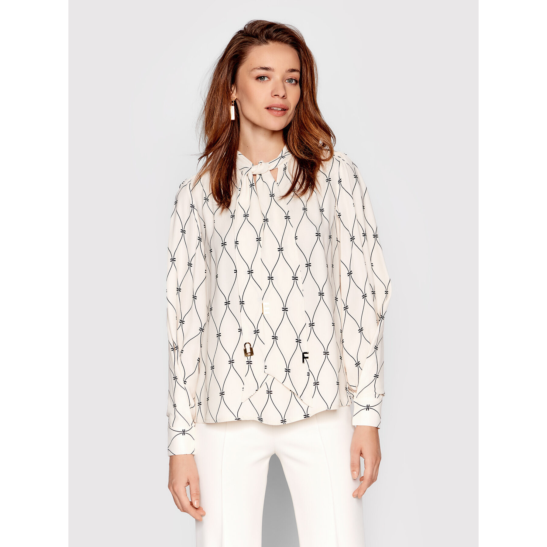 Elisabetta Franchi Блуза CA-004-21E2-V330 Бежов Regular Fit - Pepit.bg