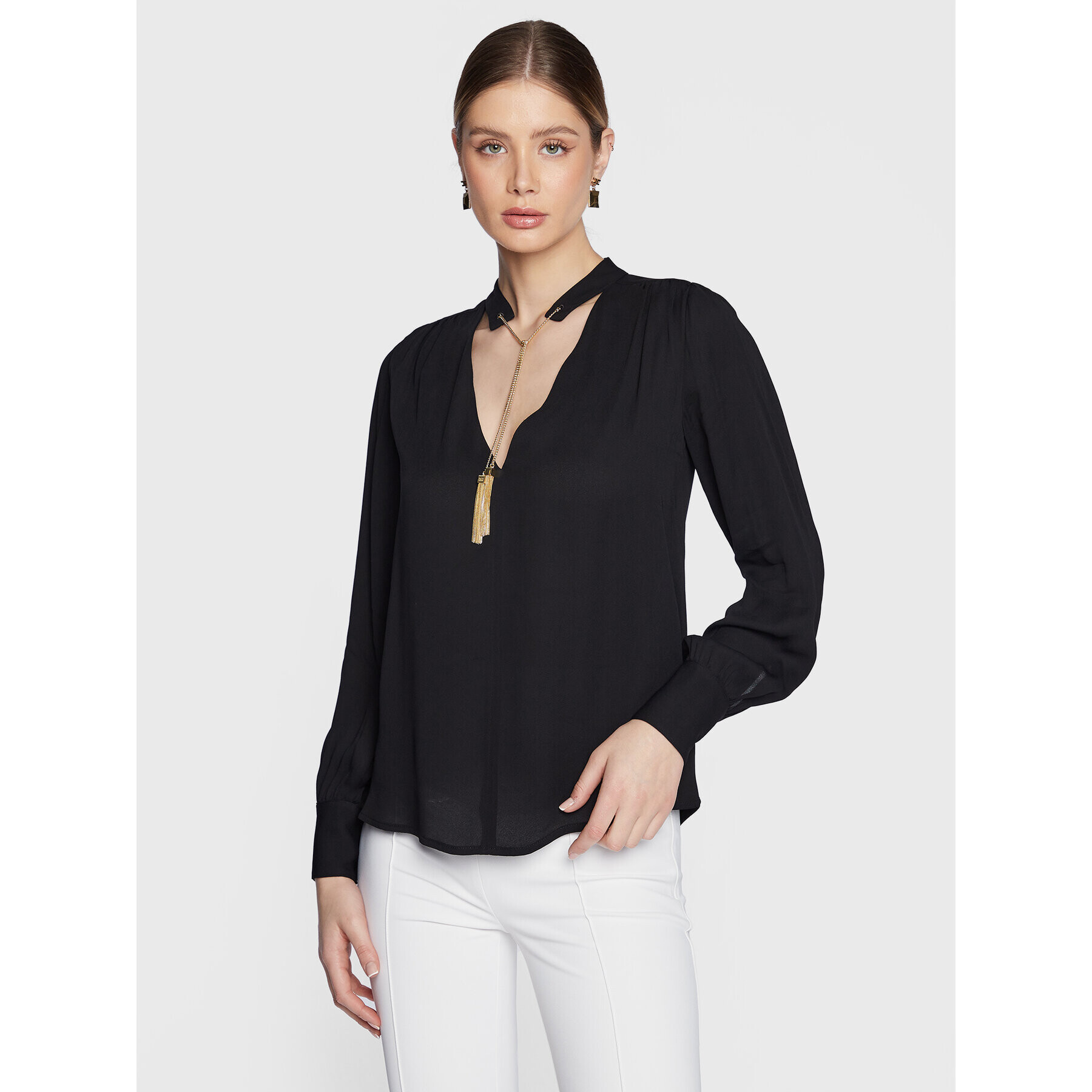 Elisabetta Franchi Блуза CA-005-31E2-V320 Черен Regular Fit - Pepit.bg