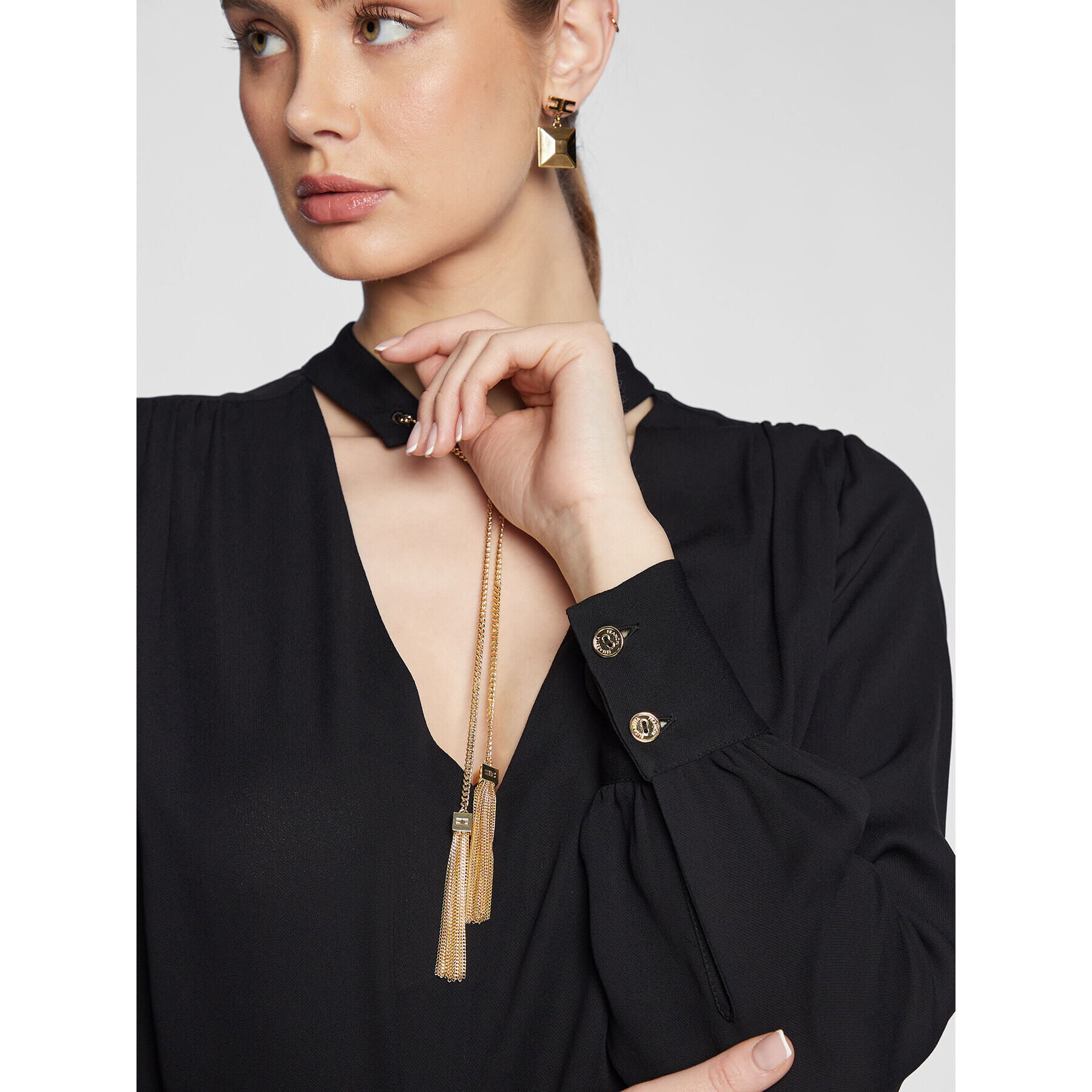 Elisabetta Franchi Блуза CA-005-31E2-V320 Черен Regular Fit - Pepit.bg