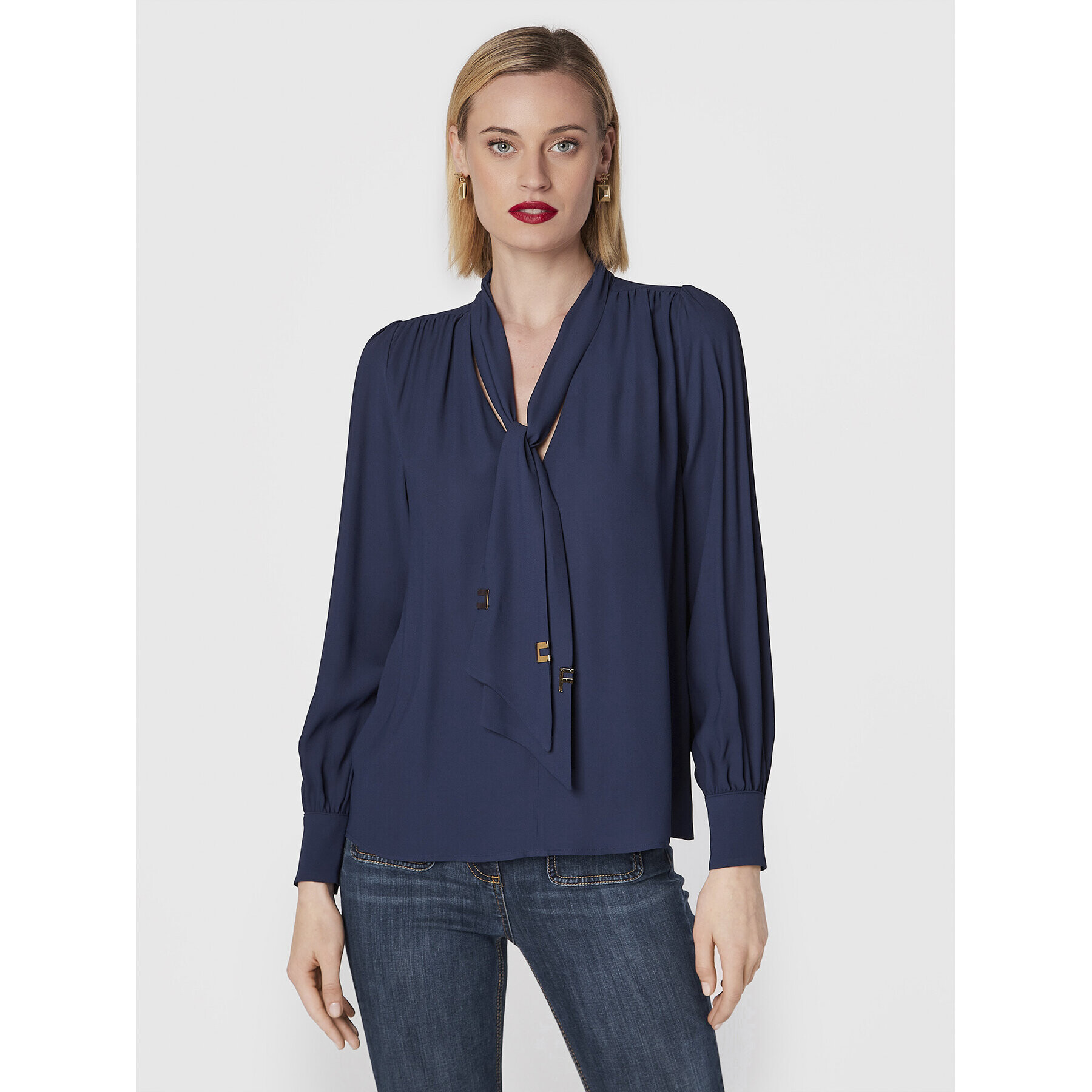 Elisabetta Franchi Блуза CA-009-26E2-V290 Тъмносин Regular Fit - Pepit.bg