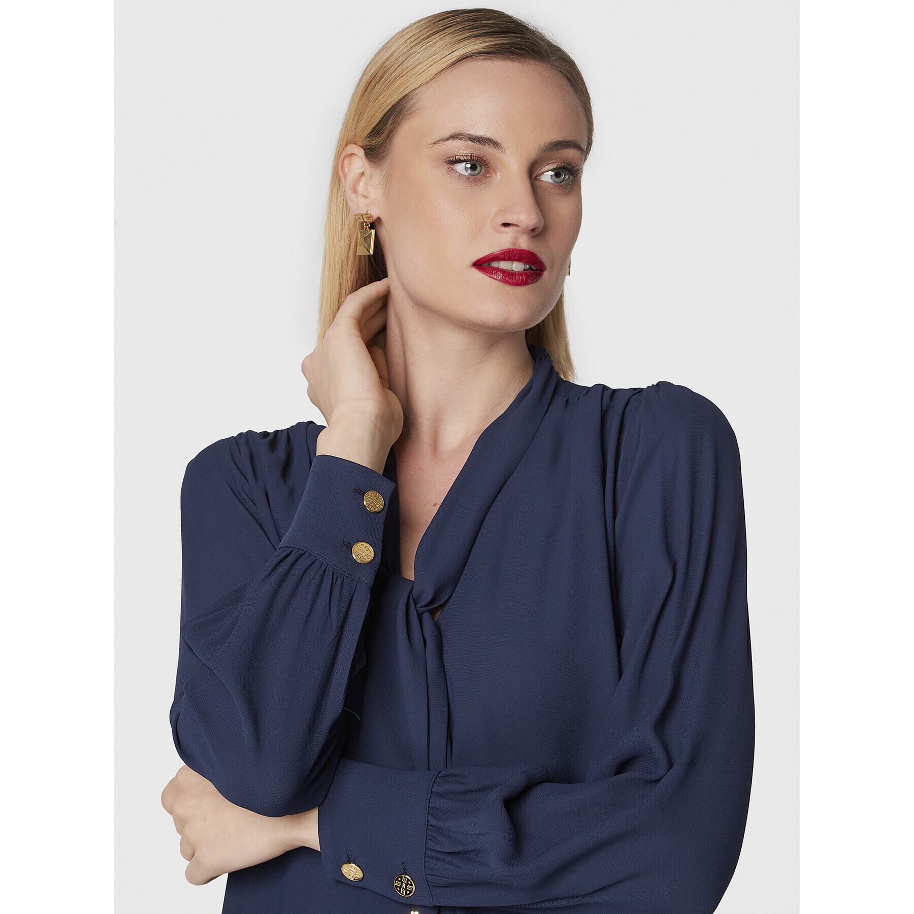 Elisabetta Franchi Блуза CA-009-26E2-V290 Тъмносин Regular Fit - Pepit.bg