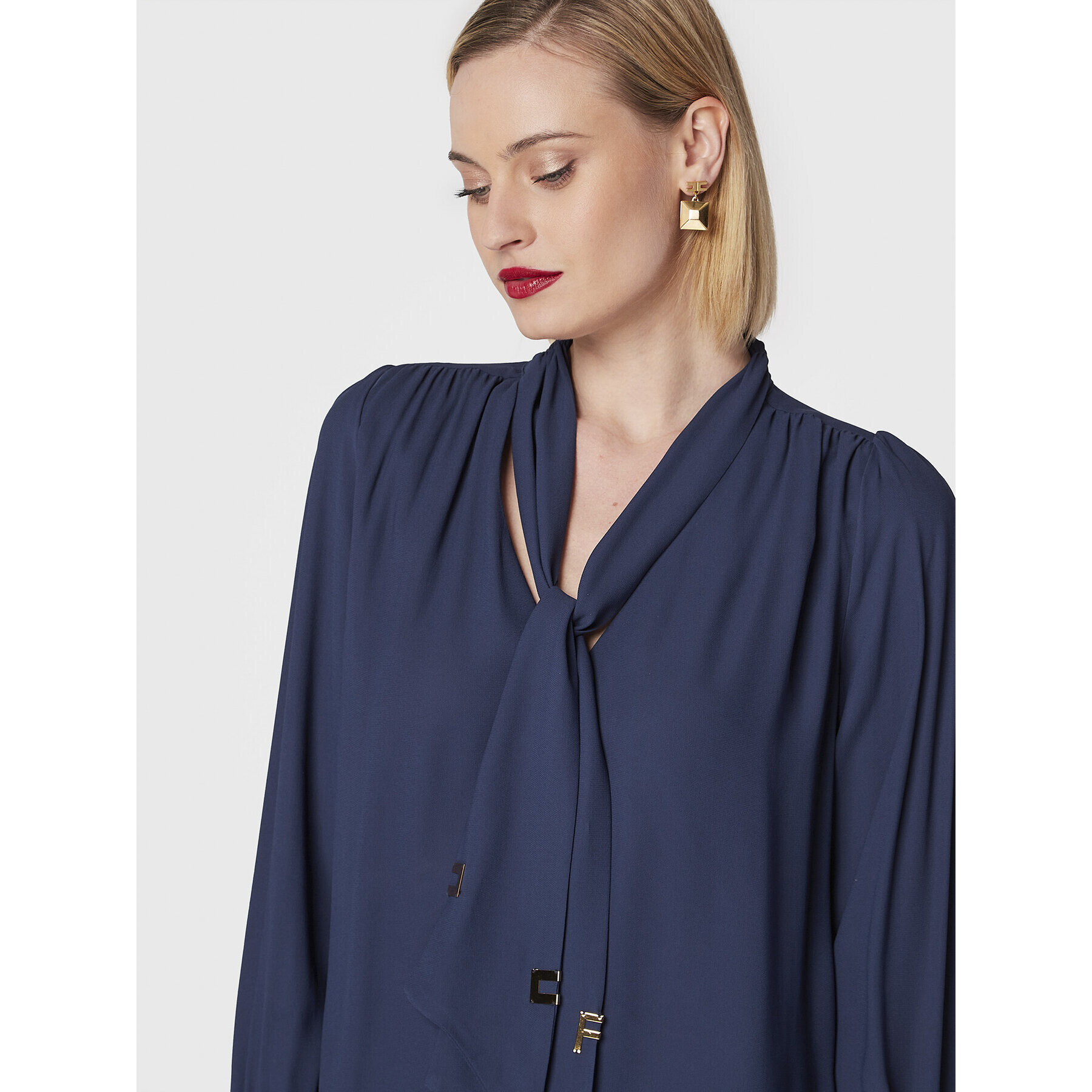 Elisabetta Franchi Блуза CA-009-26E2-V290 Тъмносин Regular Fit - Pepit.bg