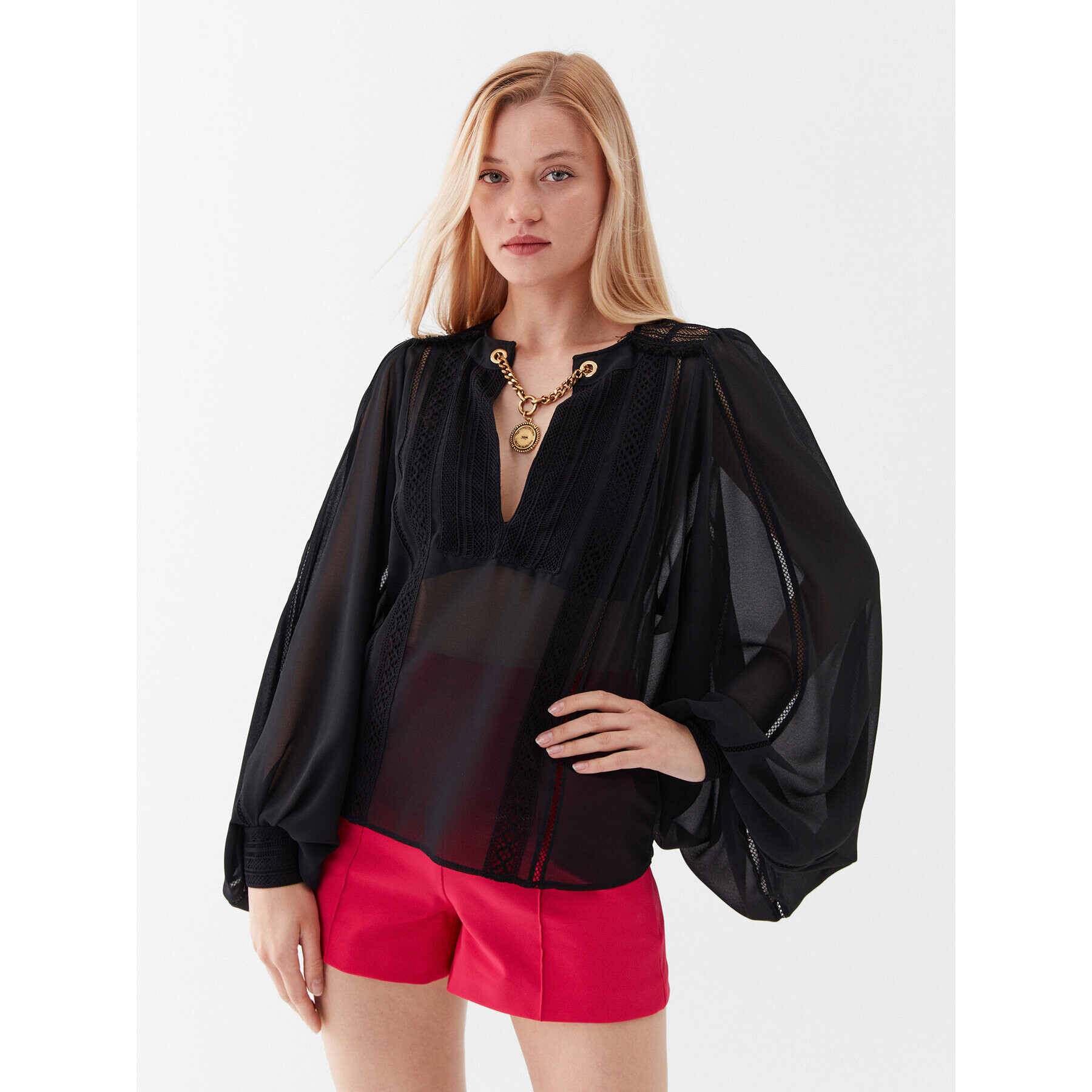 Elisabetta Franchi Блуза CA-051-32E2-V440 Черен Regular Fit - Pepit.bg