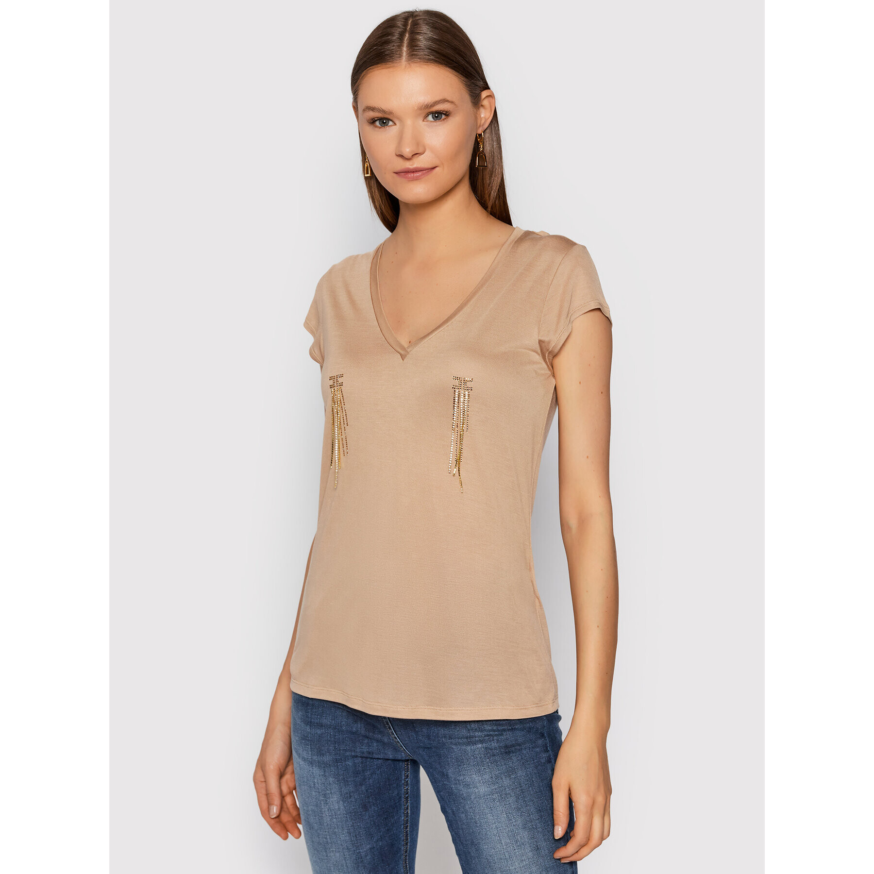 Elisabetta Franchi Блуза MA-213-16E2-V150 Кафяв Regular Fit - Pepit.bg