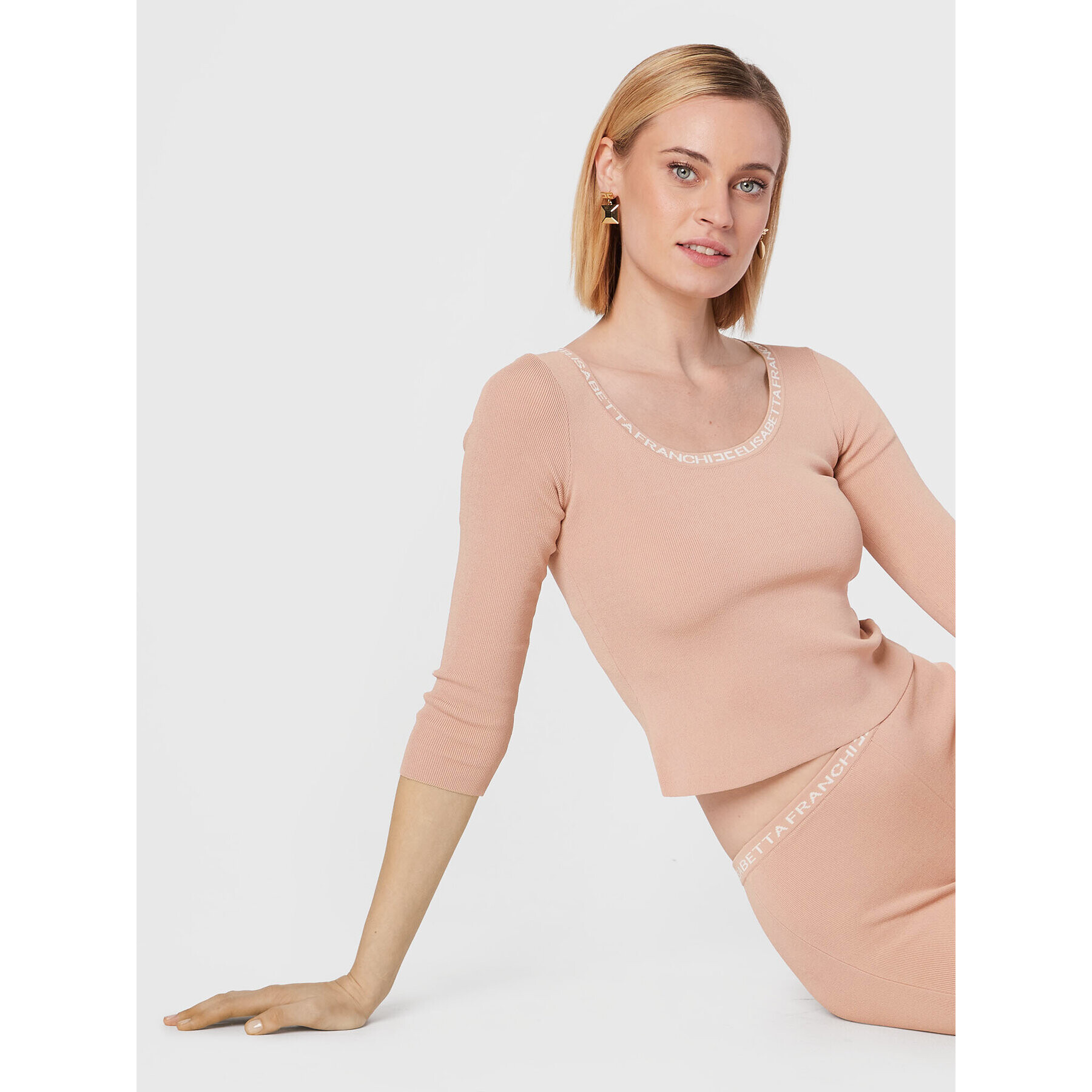 Elisabetta Franchi Блуза MK-43B-26E2-V220 Розов Slim Fit - Pepit.bg