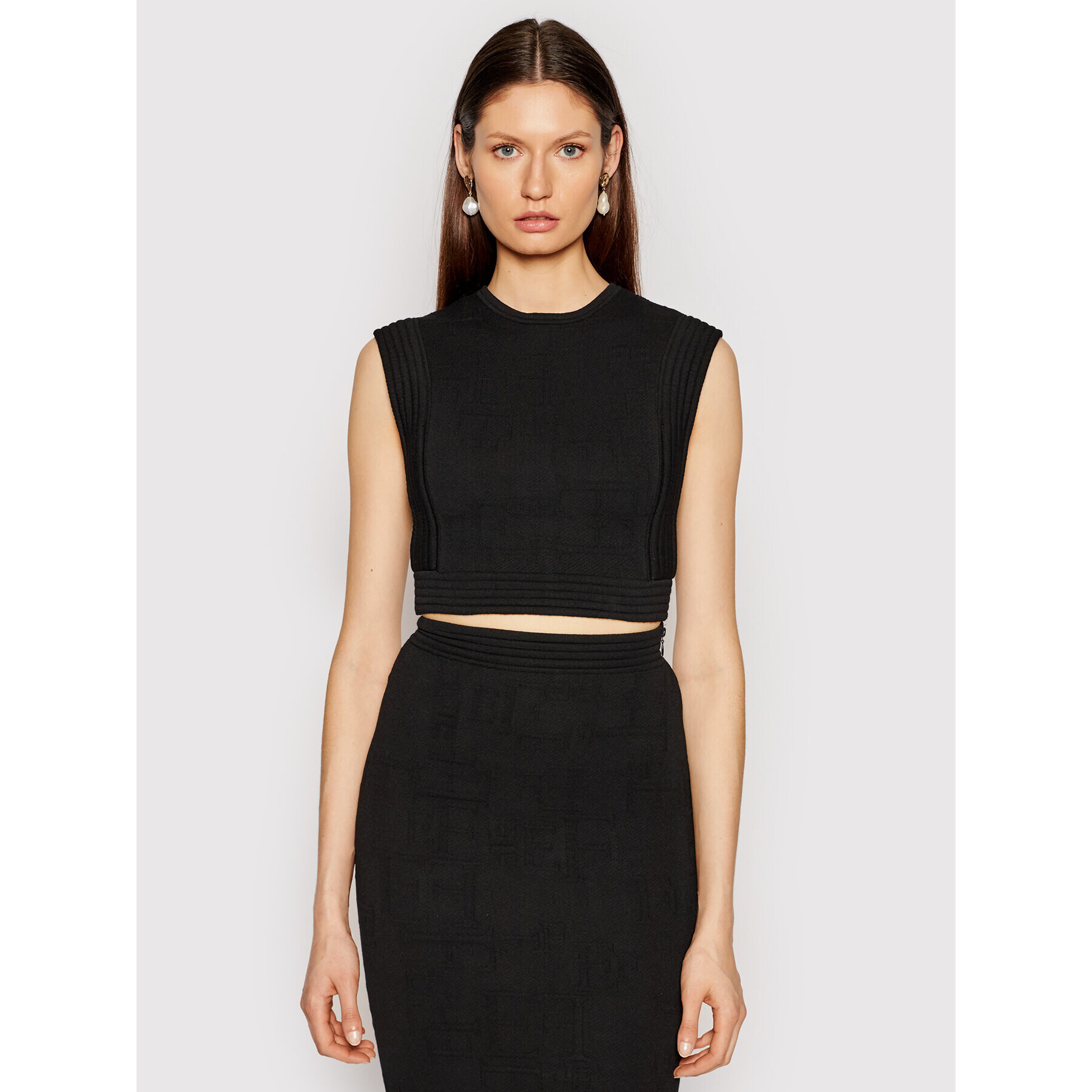 Elisabetta Franchi Блуза TK-27Q-11E2-V340 Черен Slim Fit - Pepit.bg