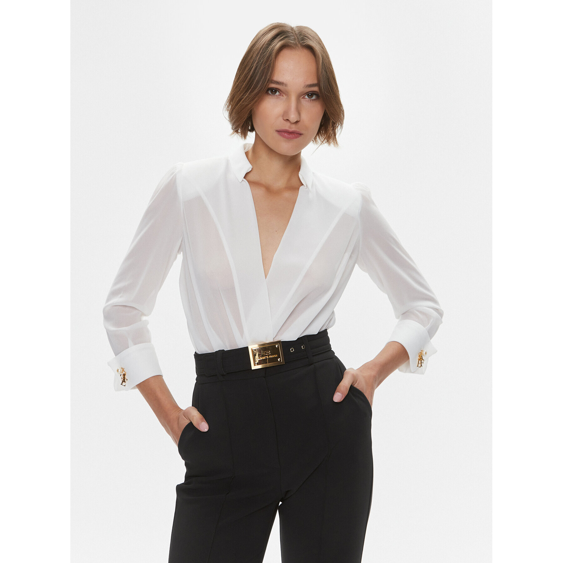 Elisabetta Franchi Боди CB-009-37E2-V380 Бял Regular Fit - Pepit.bg