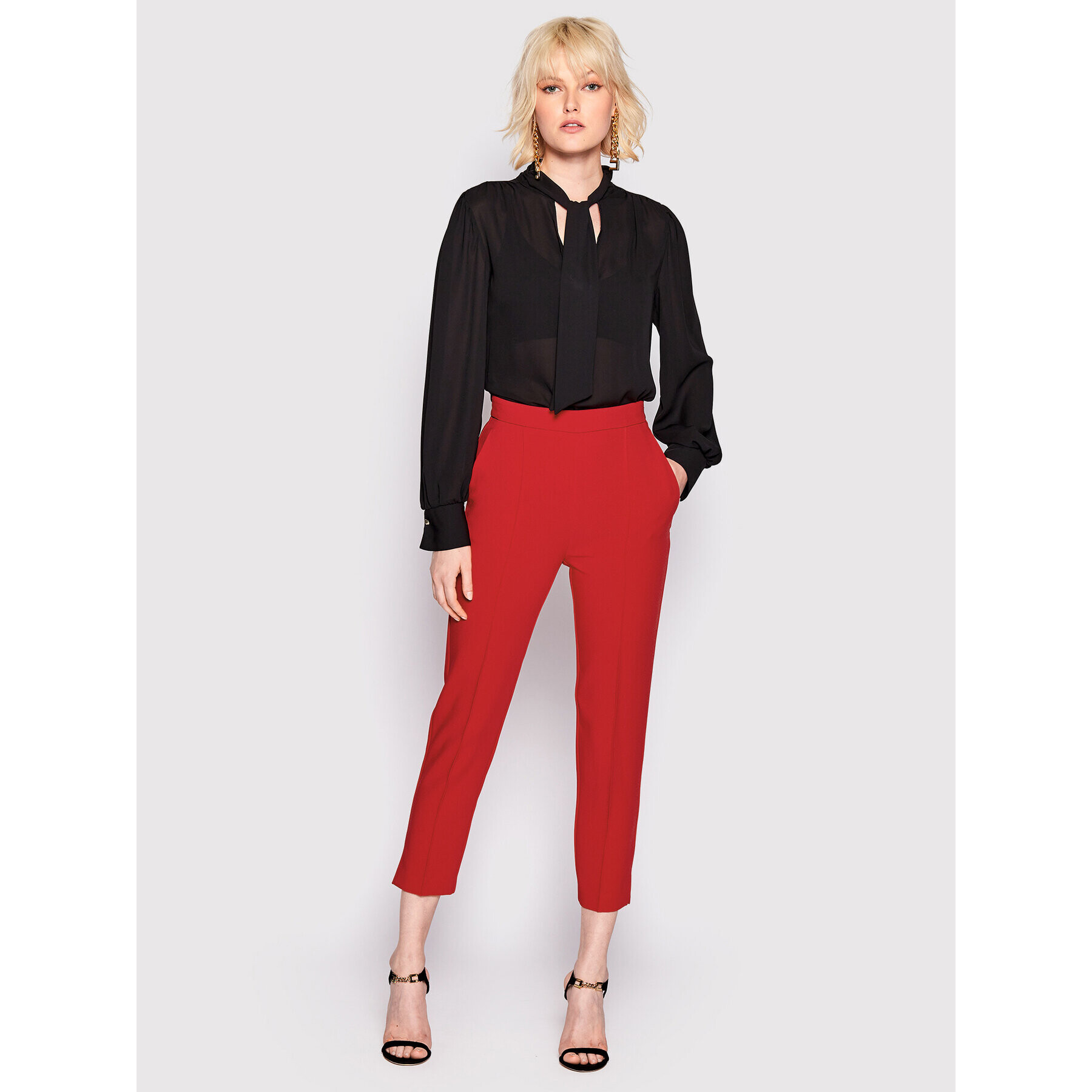 Elisabetta Franchi Чино панталони PA-015-26E2-V250 Червен Slim Fit - Pepit.bg