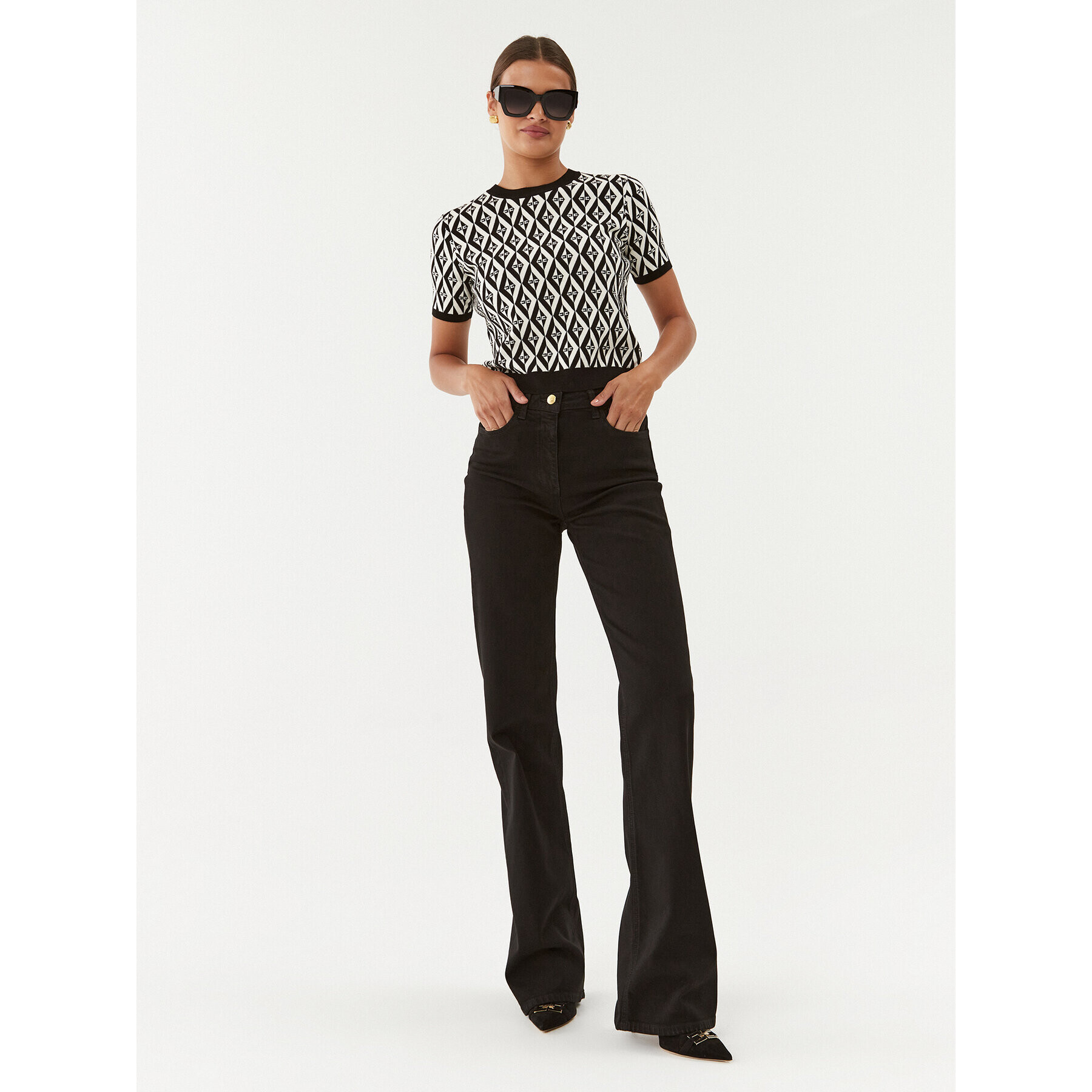 Elisabetta Franchi Дънки PJ-23I-36E2-V290 Черен Relaxed Fit - Pepit.bg