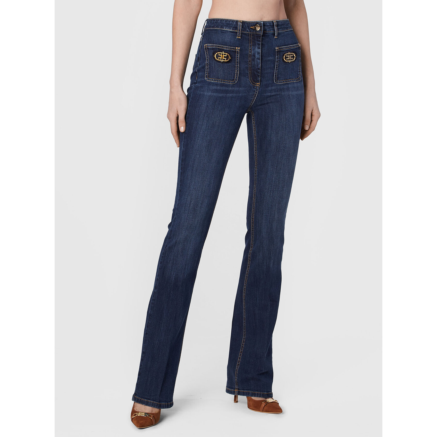 Elisabetta Franchi Дънки PJ-51S-26E2-V330 Син Bootcut Fit - Pepit.bg