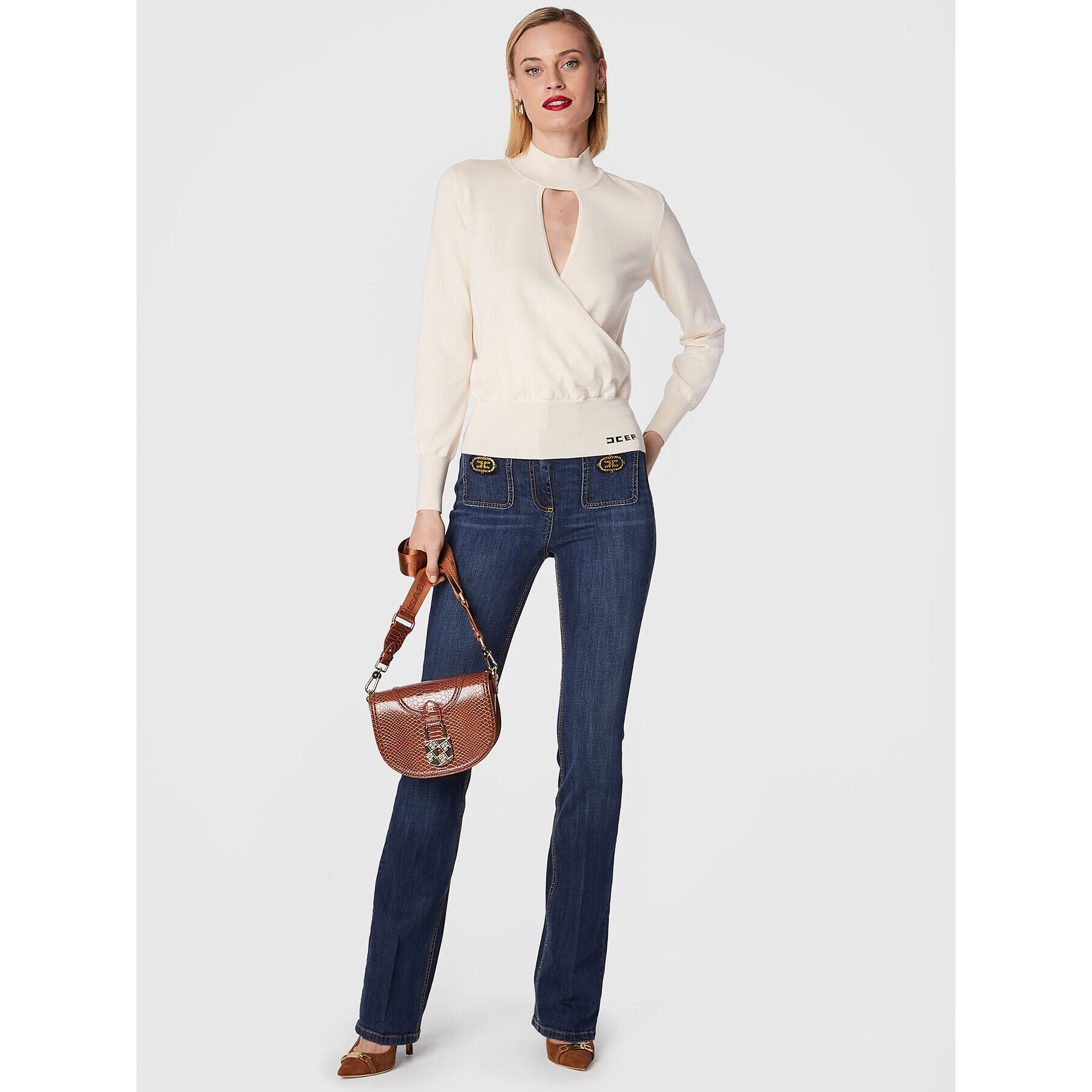 Elisabetta Franchi Дънки PJ-51S-26E2-V330 Син Bootcut Fit - Pepit.bg