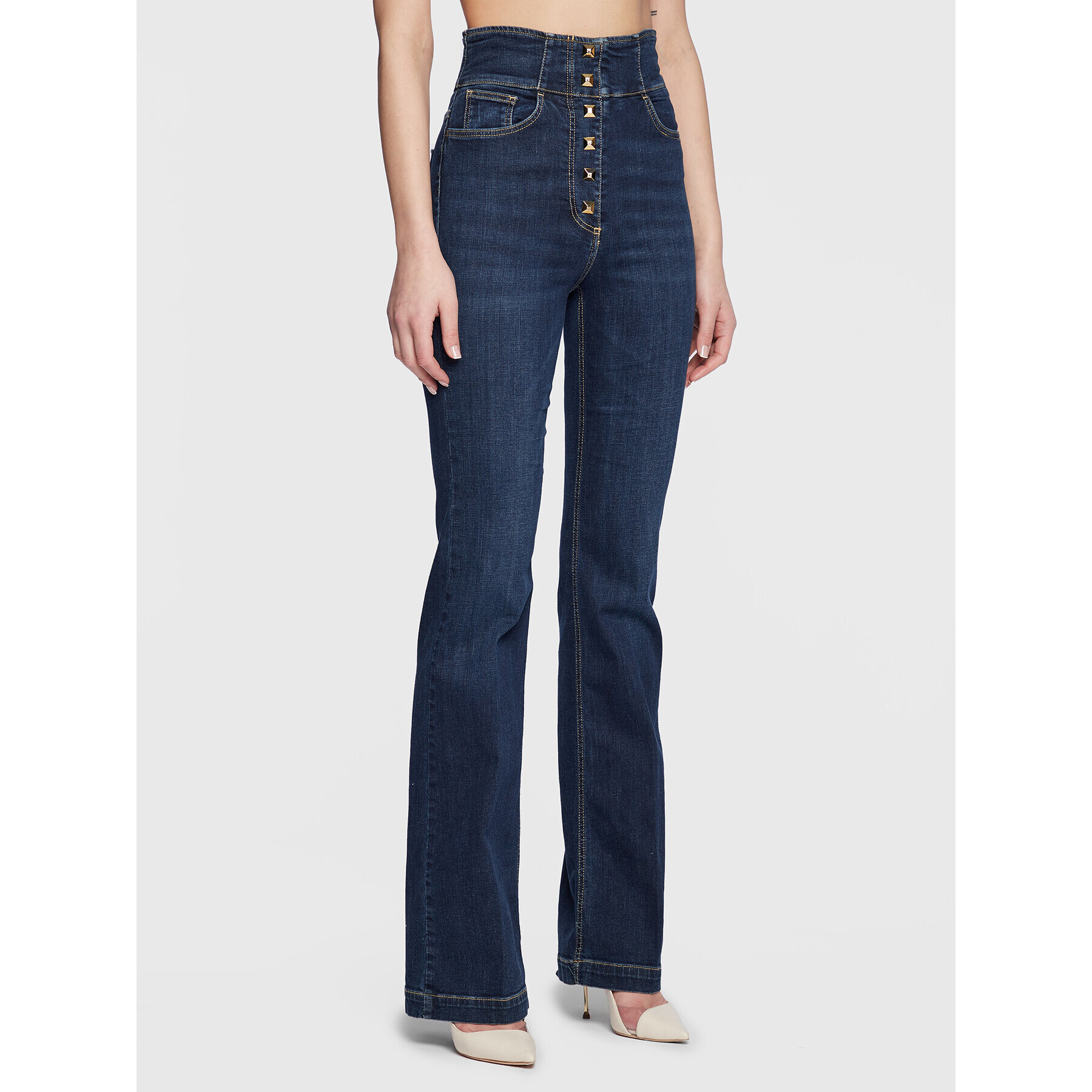 Elisabetta Franchi Дънки PJ-62S-26E2-V340 Тъмносин Flare Fit - Pepit.bg