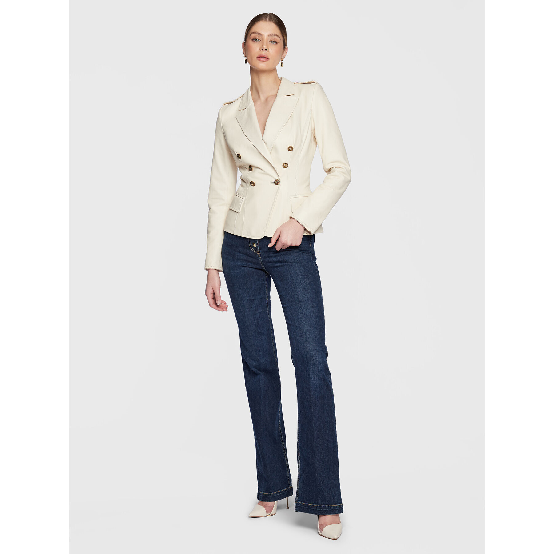 Elisabetta Franchi Дънки PJ-62S-26E2-V340 Тъмносин Flare Fit - Pepit.bg