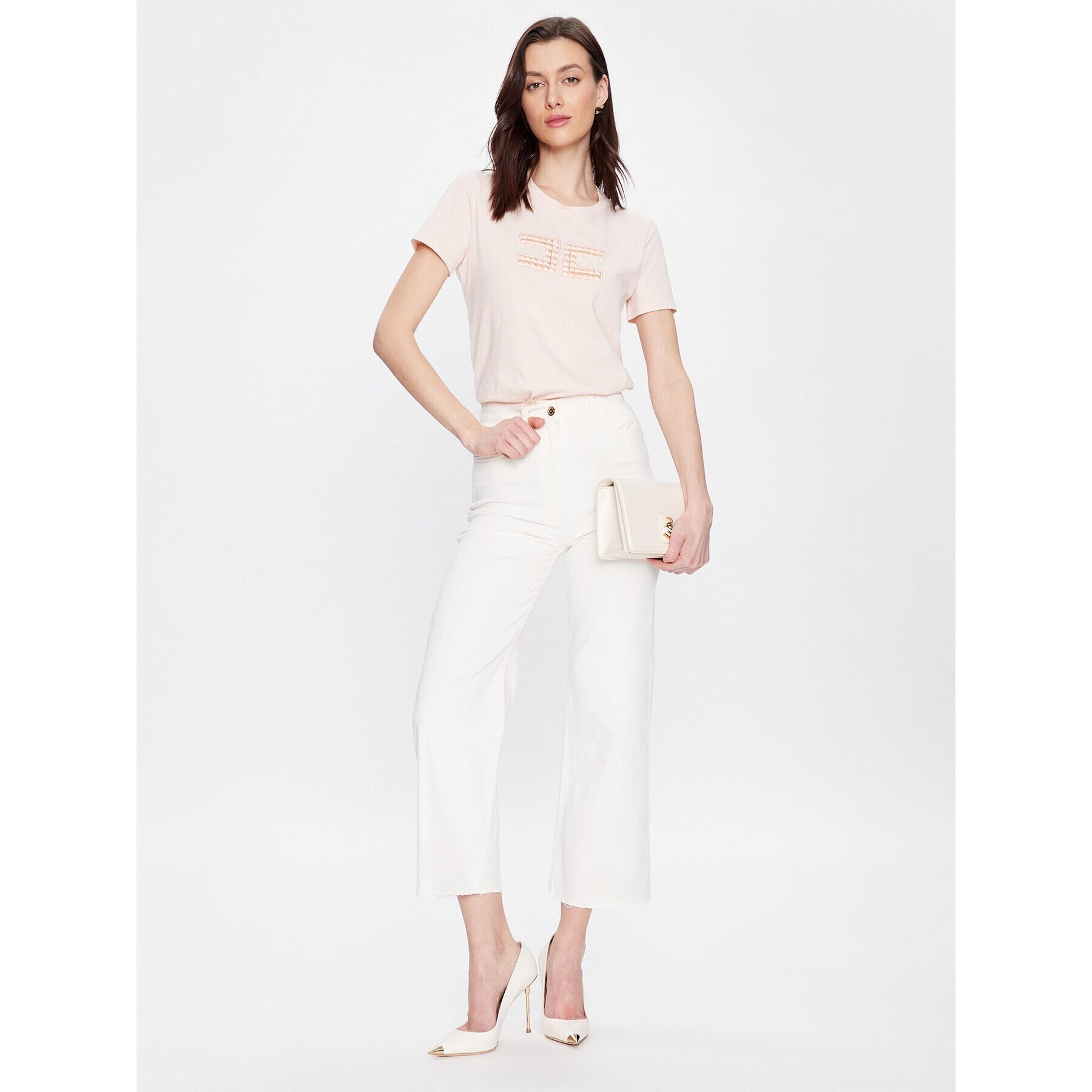 Elisabetta Franchi Дънки PJ-89S-31E2-V250 Бял Flare Fit - Pepit.bg