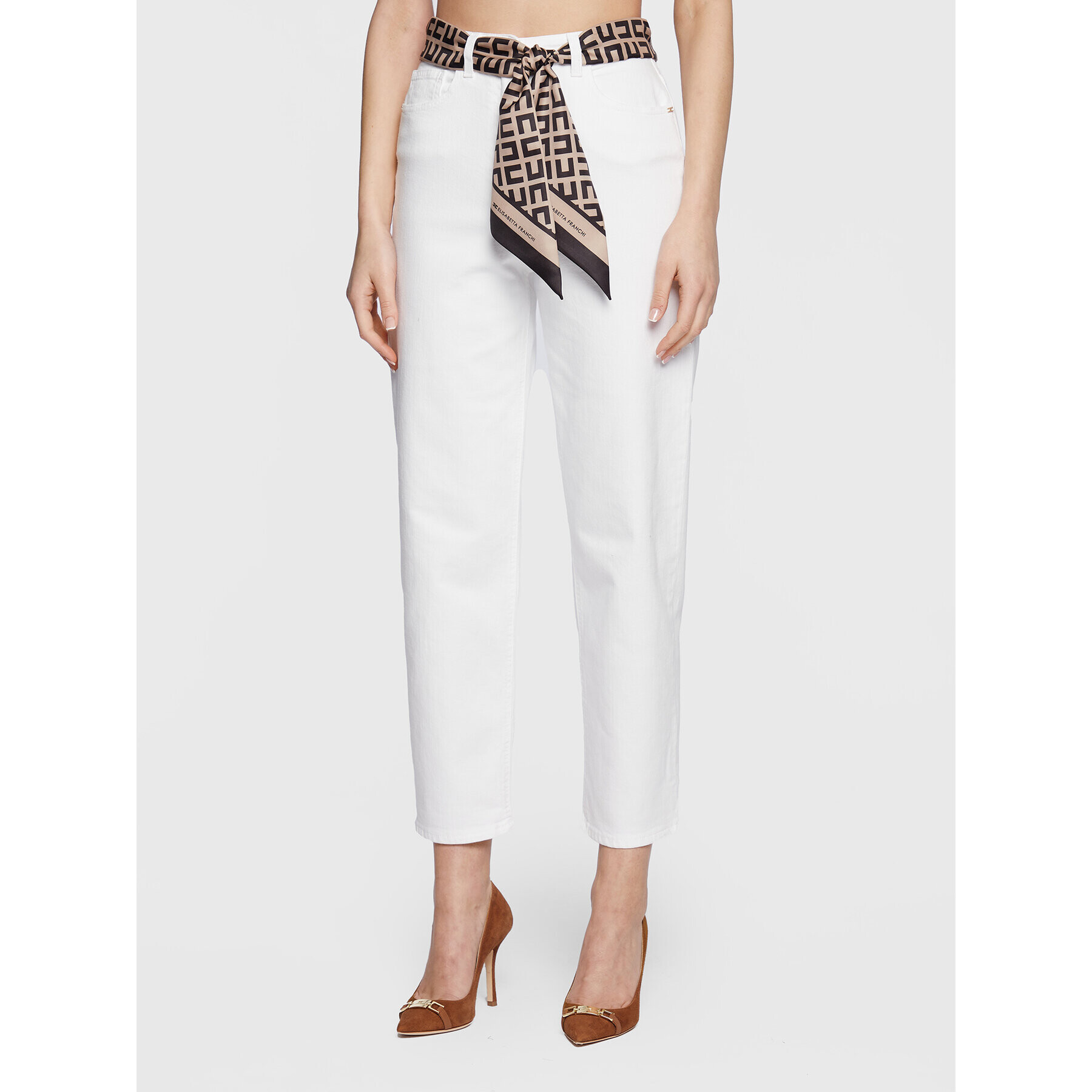Elisabetta Franchi Дънки PJ-91I-31E2-V320 Бял Regular Fit - Pepit.bg