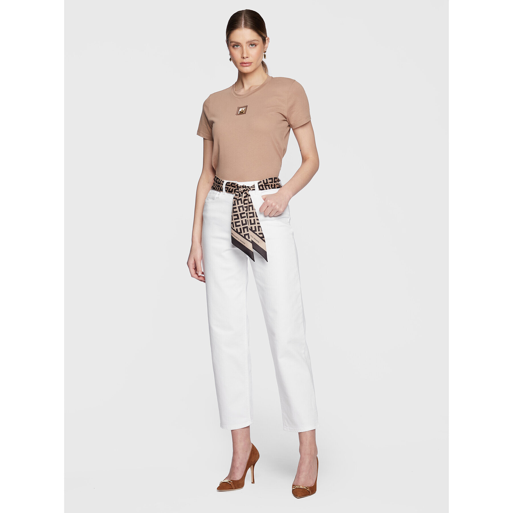 Elisabetta Franchi Дънки PJ-91I-31E2-V320 Бял Regular Fit - Pepit.bg