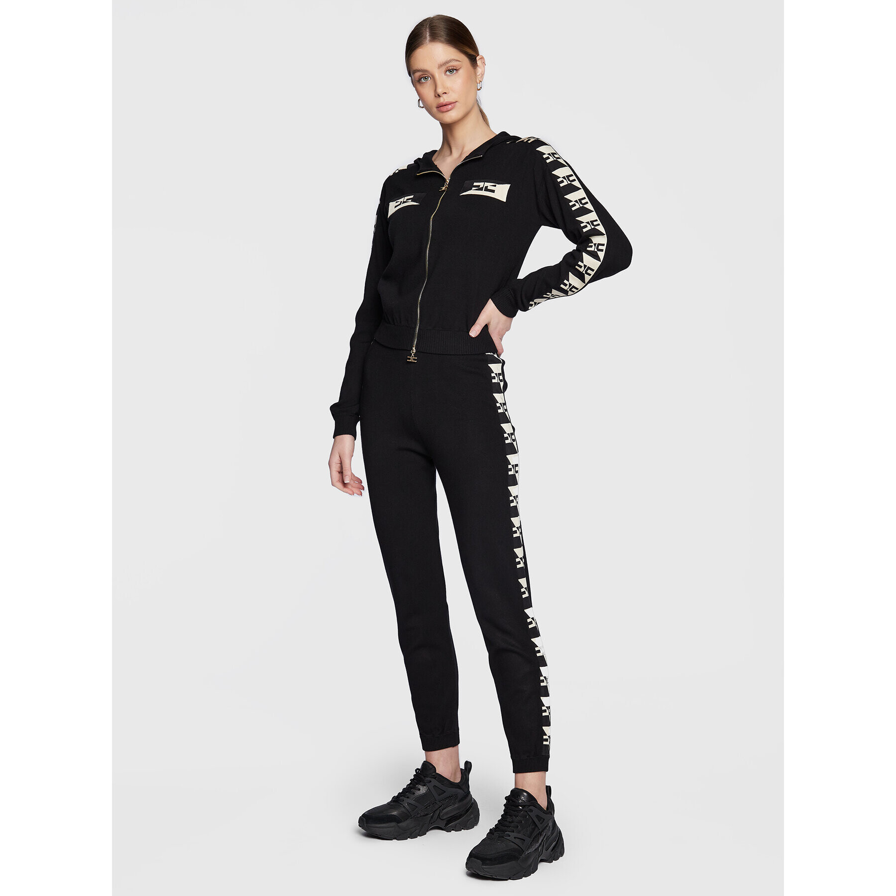 Elisabetta Franchi Долнище анцуг KP-35S-31E2-V340 Черен Loose Fit - Pepit.bg