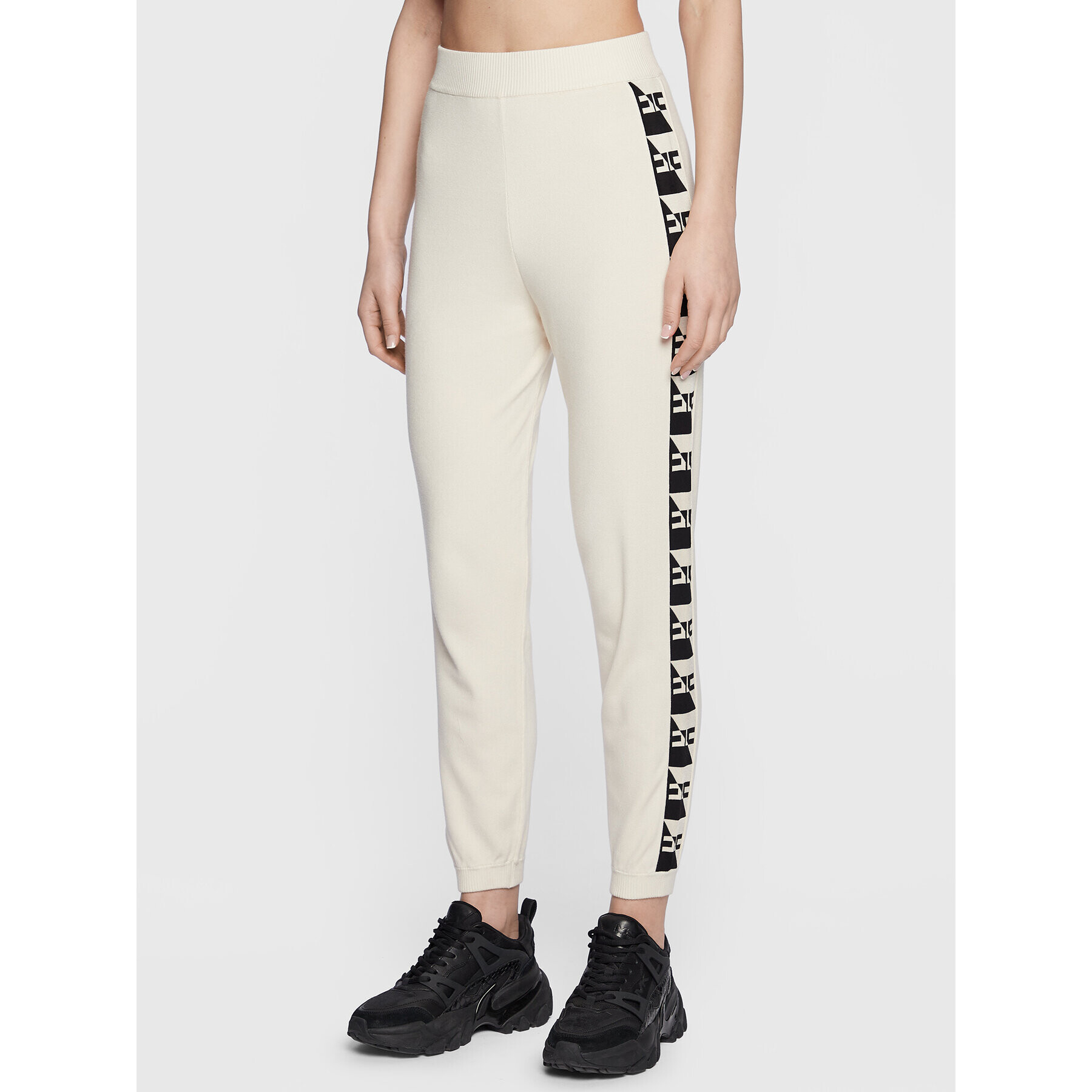 Elisabetta Franchi Долнище анцуг KP-35S-31E2-V340 Екрю Loose Fit - Pepit.bg