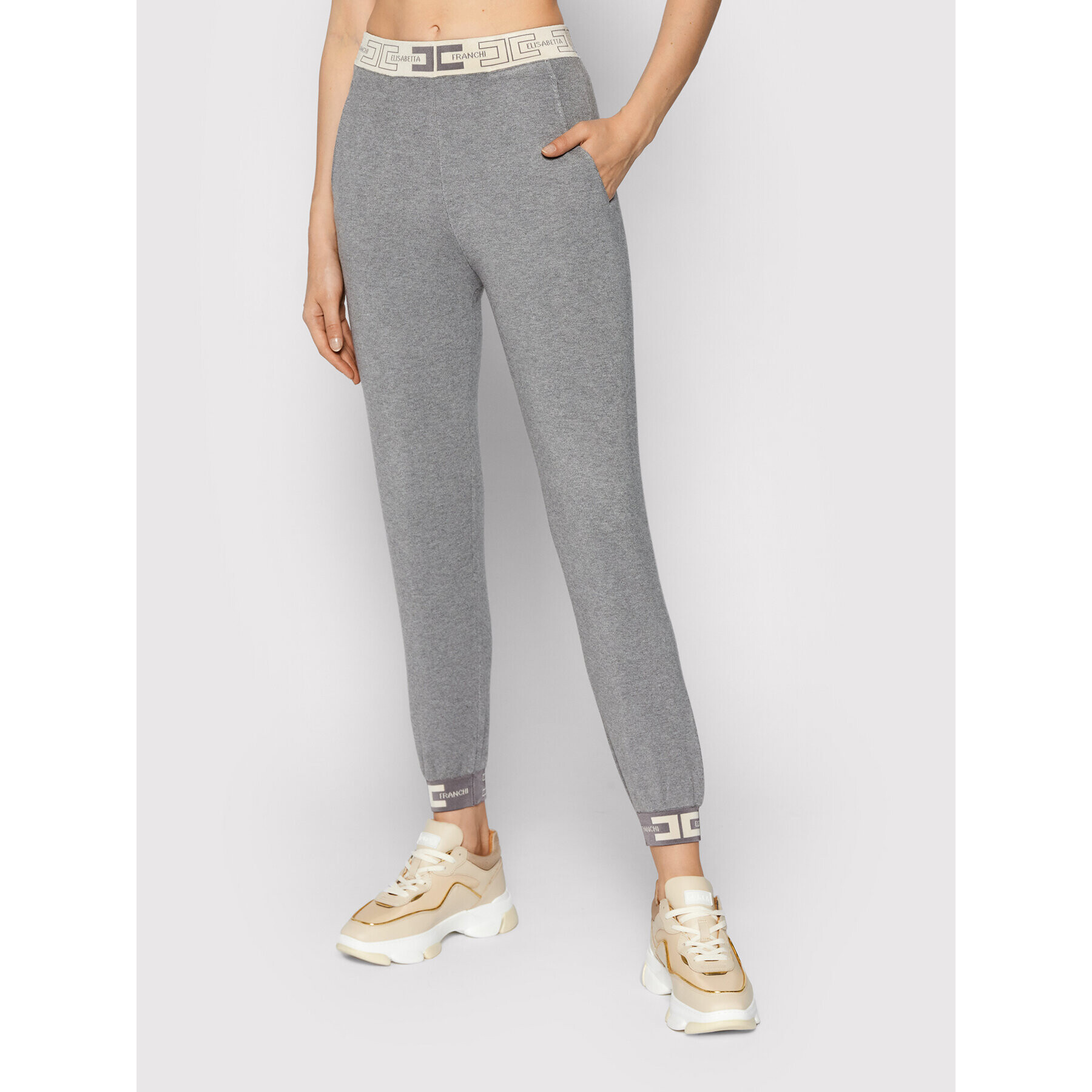 Elisabetta Franchi Долнище анцуг KP-20S-16E2-V300 Сив Regular Fit - Pepit.bg