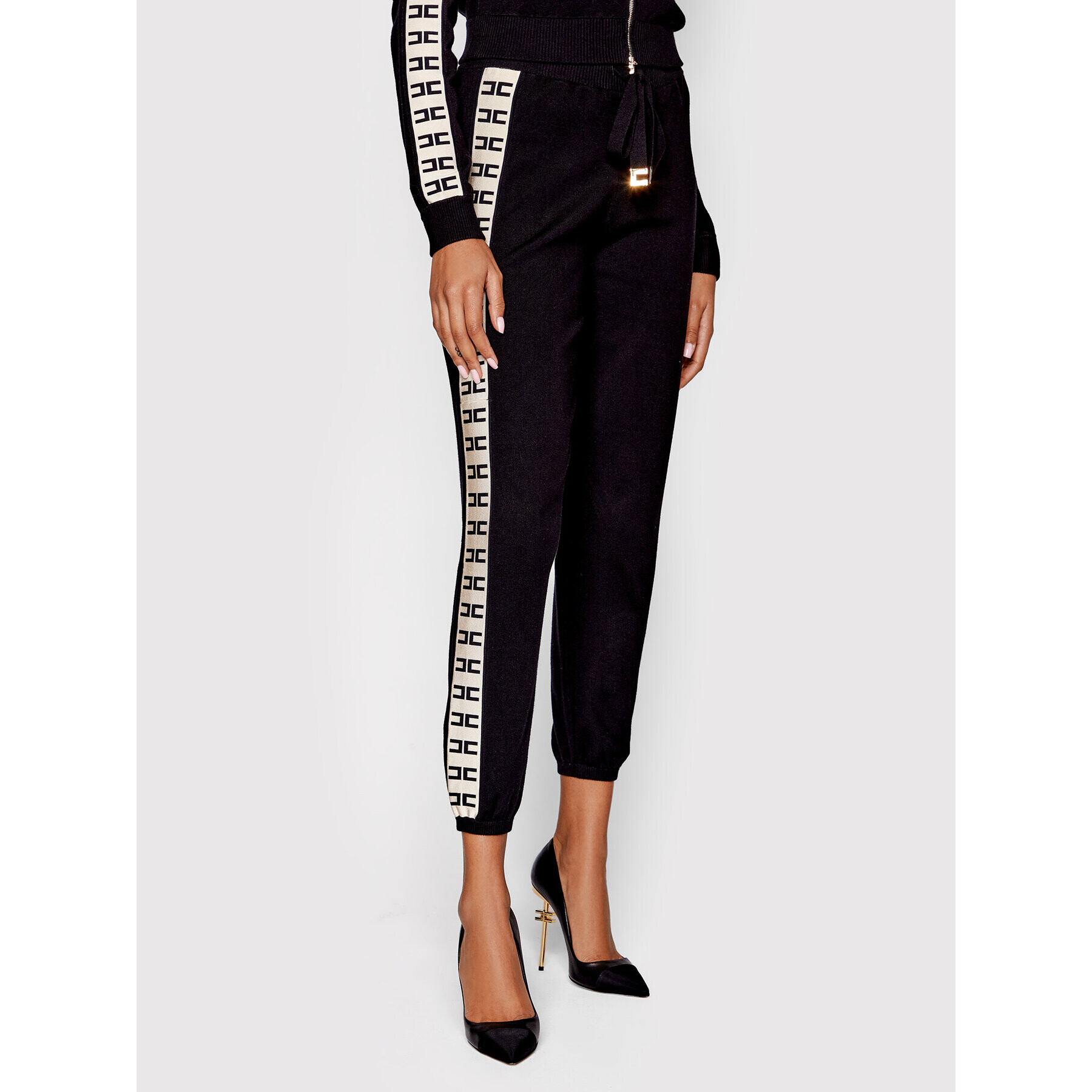 Elisabetta Franchi Долнище анцуг KP-21S-21E2-V310 Черен Regular Fit - Pepit.bg