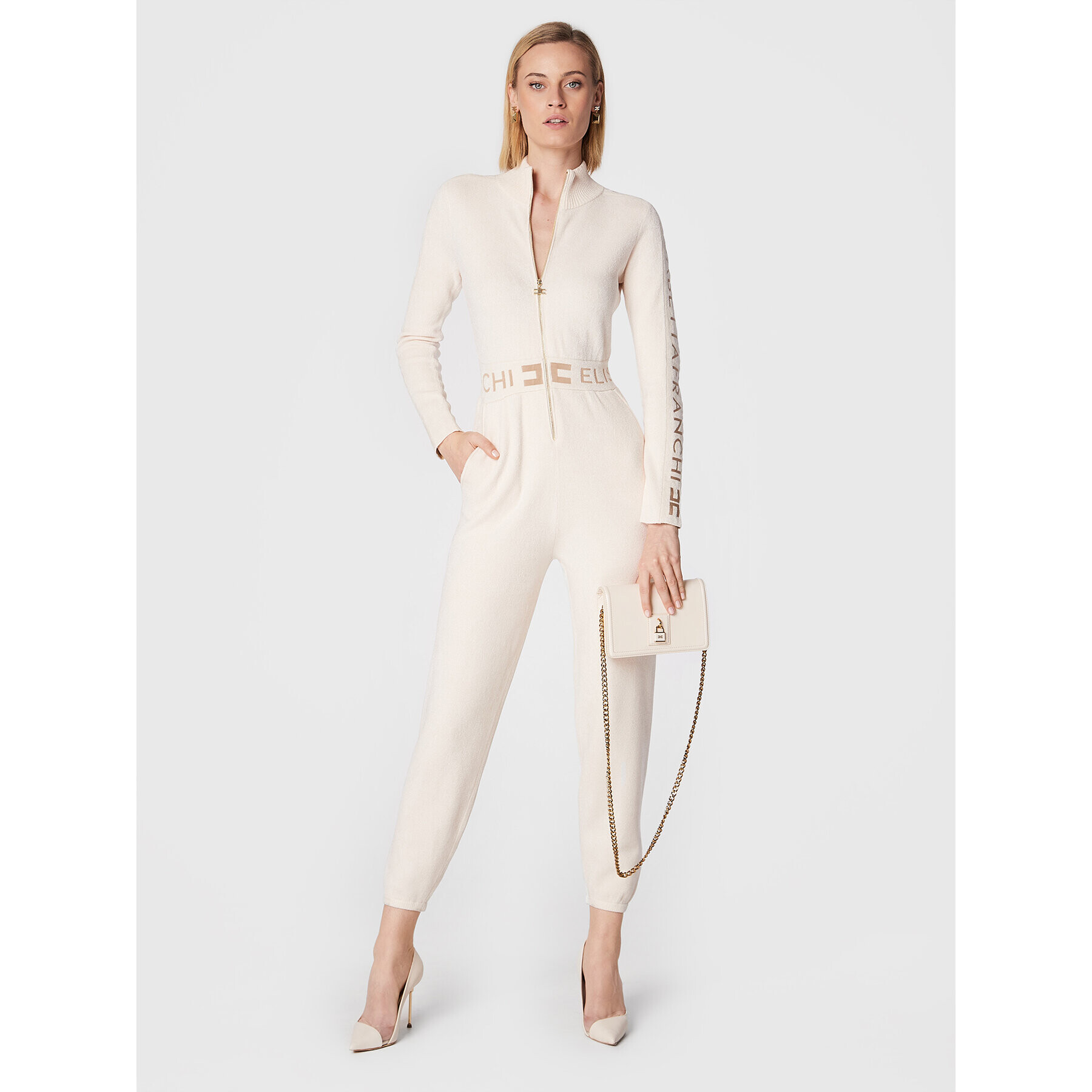 Elisabetta Franchi Гащеризон KT-19S-26E2-V520 Бежов Slim Fit - Pepit.bg