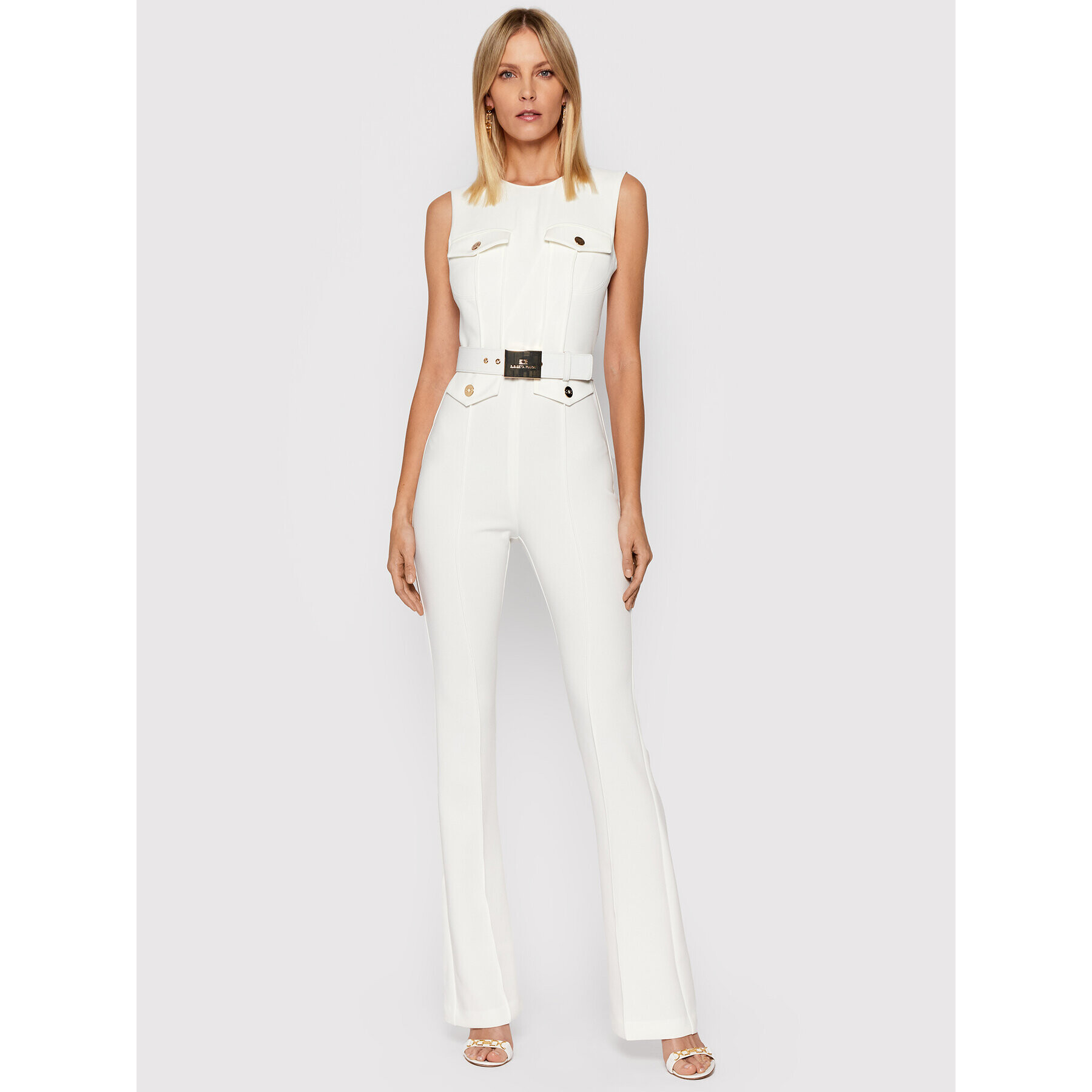 Elisabetta Franchi Гащеризон TU-259-16E2-V480 Бял Slim Fit - Pepit.bg