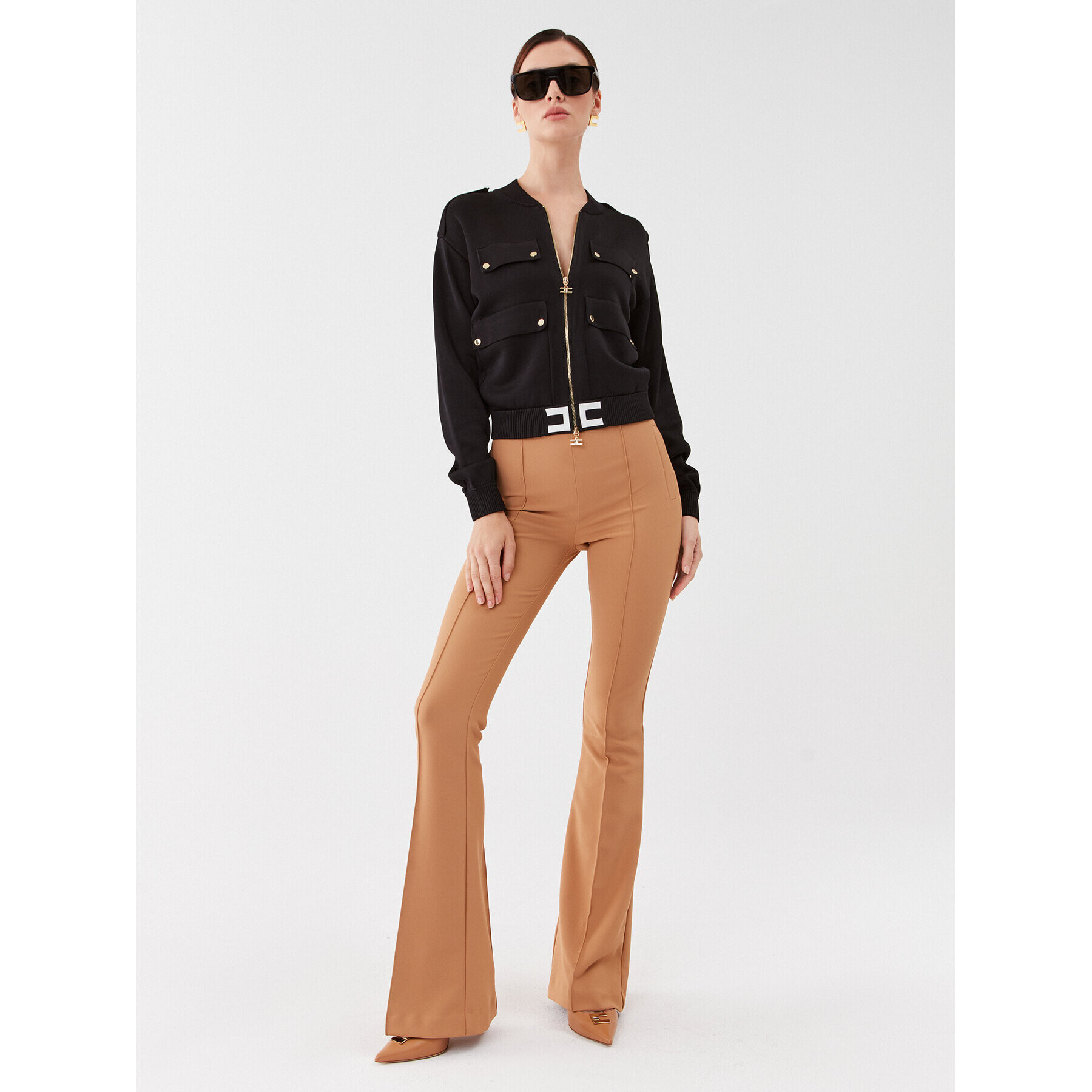 Elisabetta Franchi Яке бомбър MK-73S-36E2-V420 Черен Regular Fit - Pepit.bg